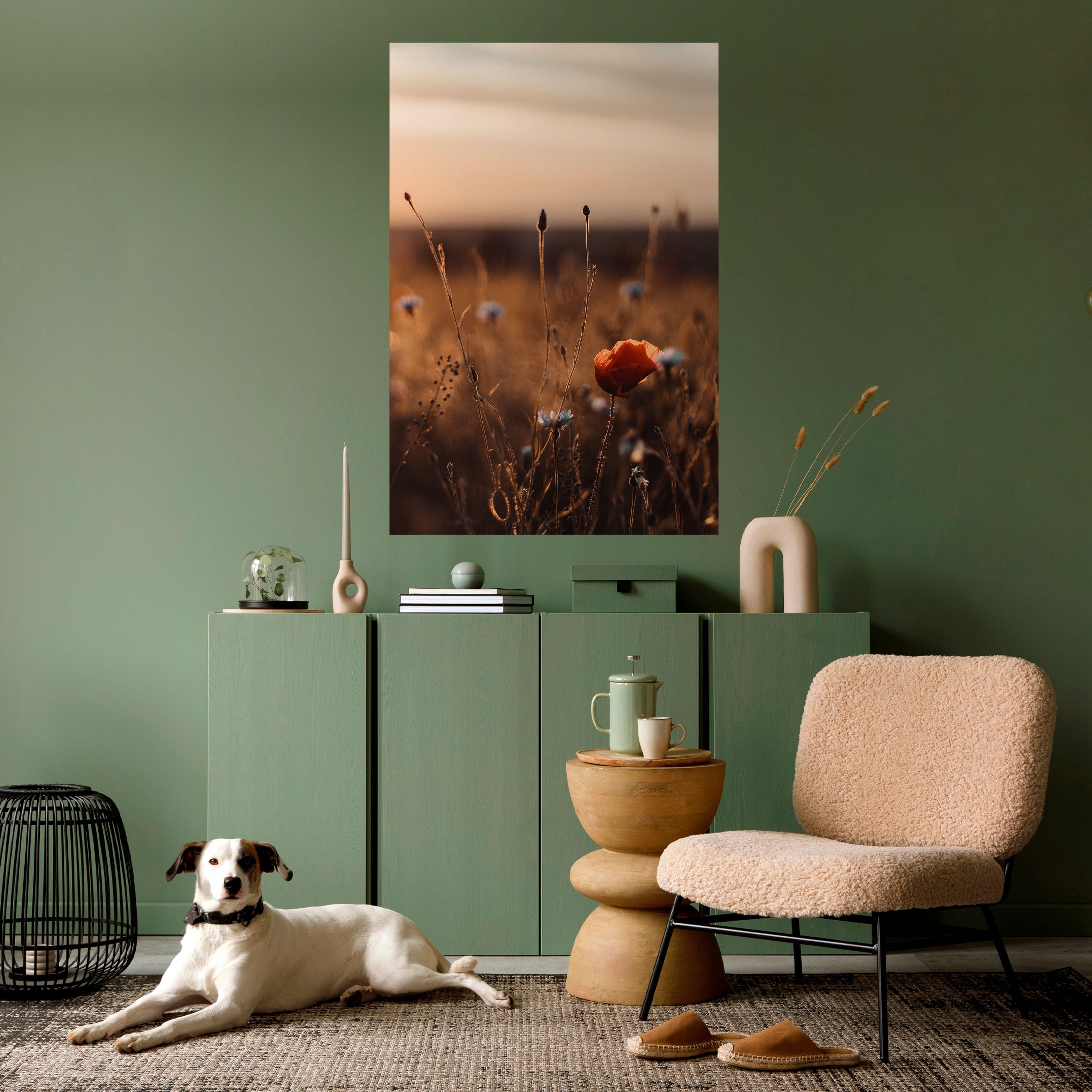 Affiche verticale autocollante « PRAIRIES LUMINEUSES AU CRÉPUSCULE »