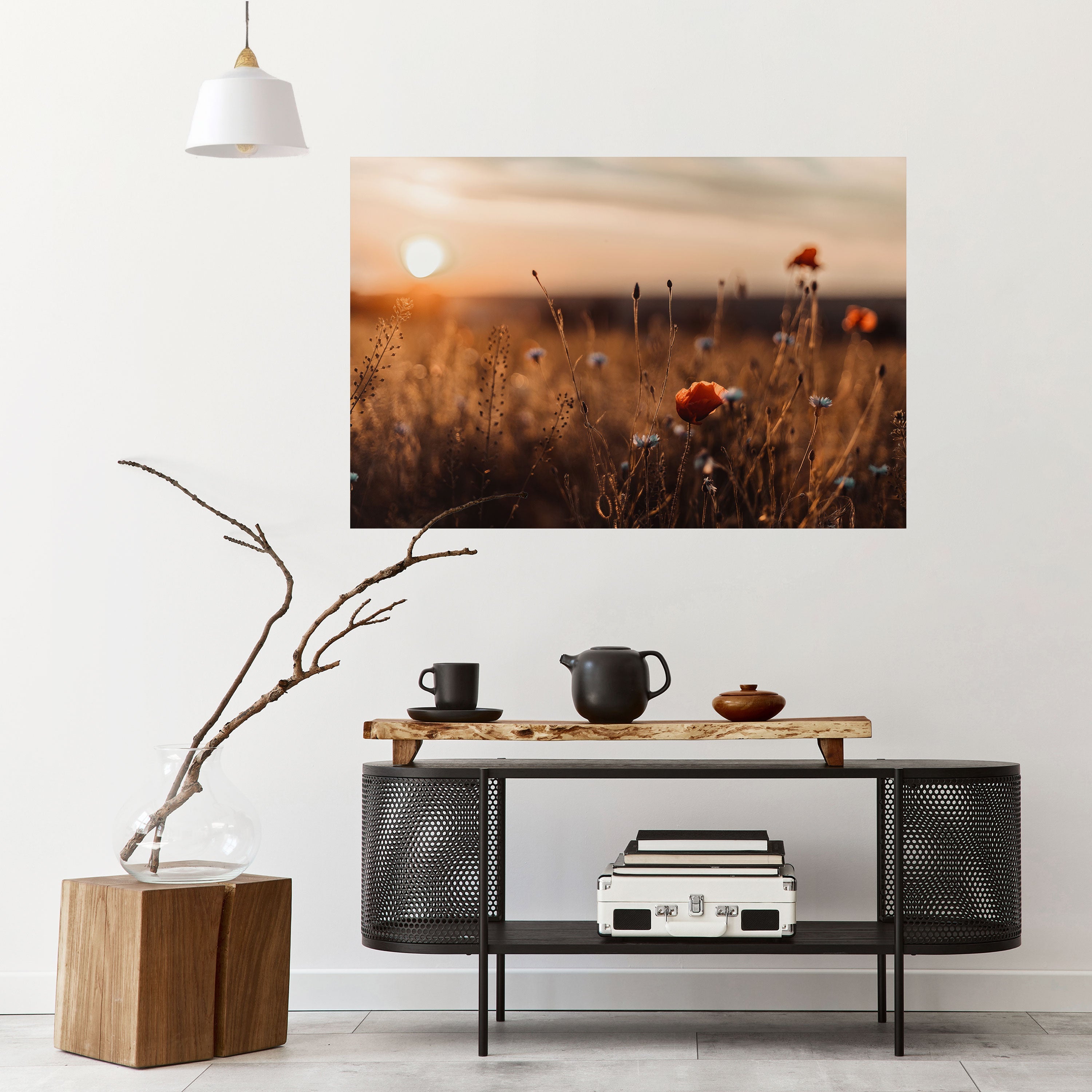 Affiche horizontale autocollante « PRAIRIES LUMINEUSES AU CRÉPUSCULE »