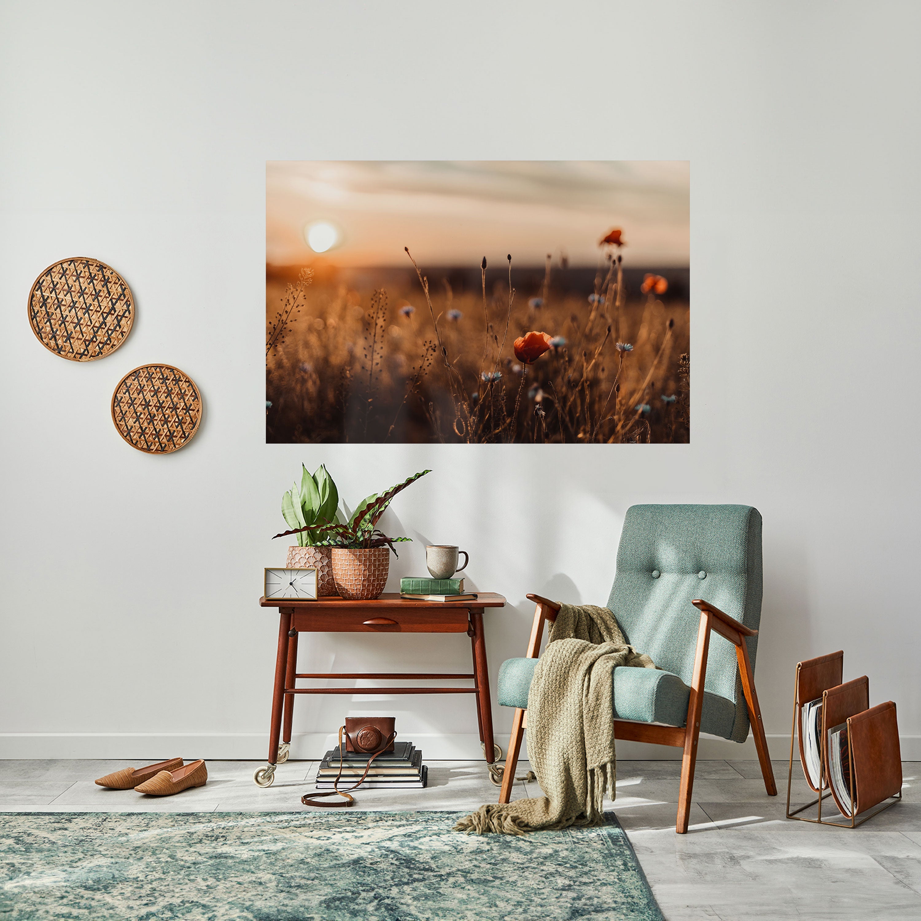 Affiche horizontale autocollante « PRAIRIES LUMINEUSES AU CRÉPUSCULE »