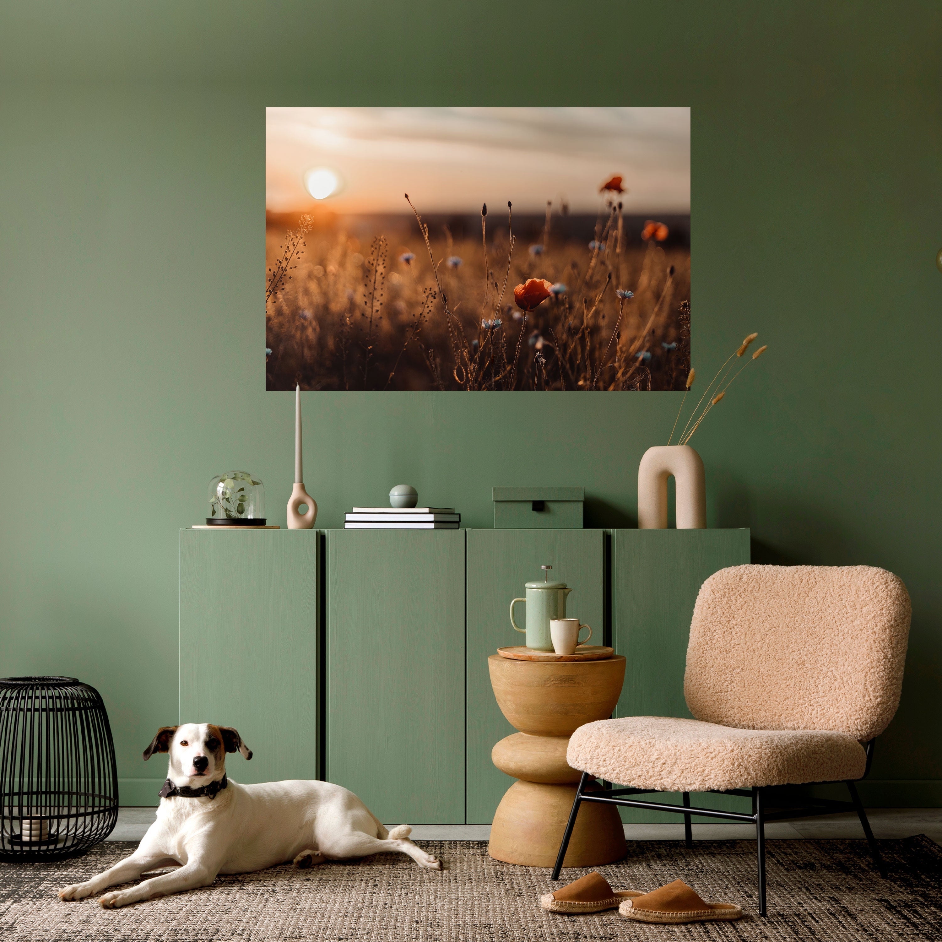 Affiche horizontale autocollante « PRAIRIES LUMINEUSES AU CRÉPUSCULE »