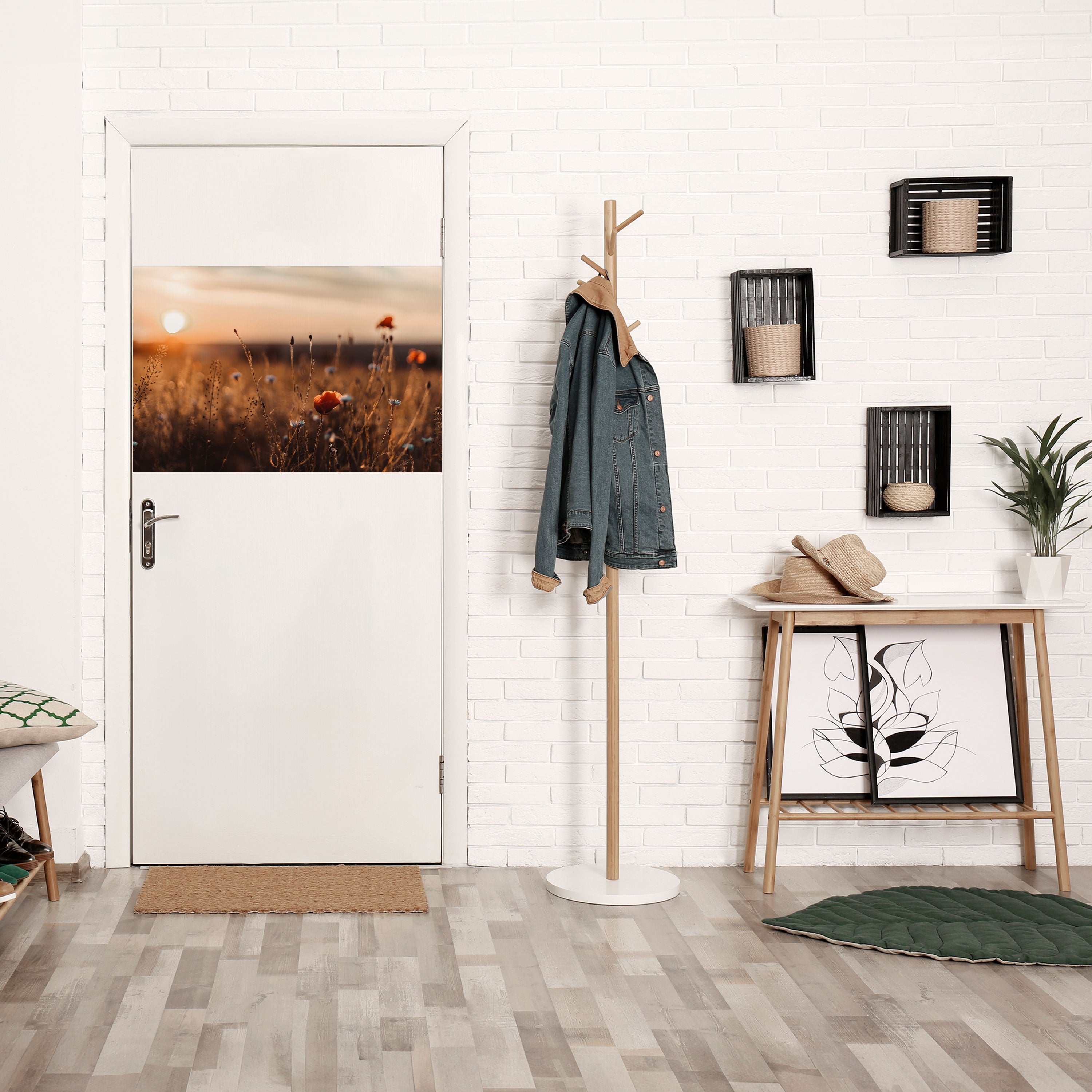 Affiche horizontale autocollante « PRAIRIES LUMINEUSES AU CRÉPUSCULE »