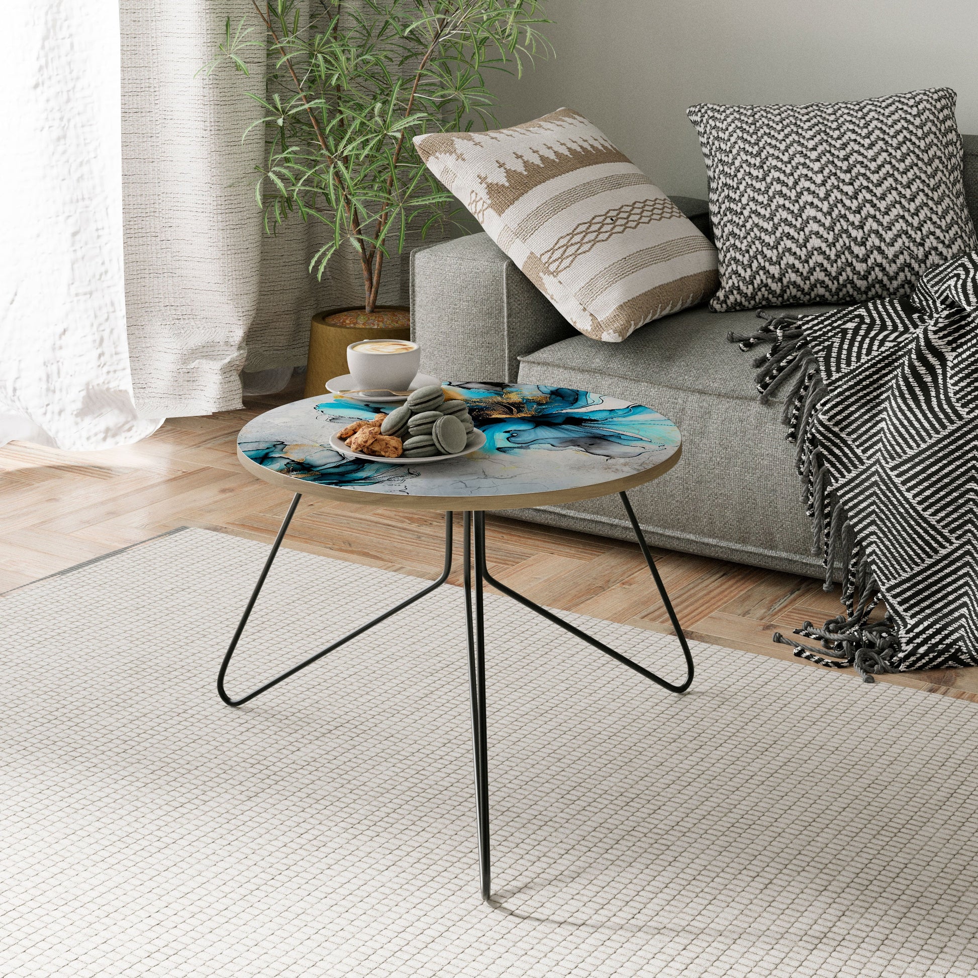 COBALT BLOSSOMS Coffee Table 60
