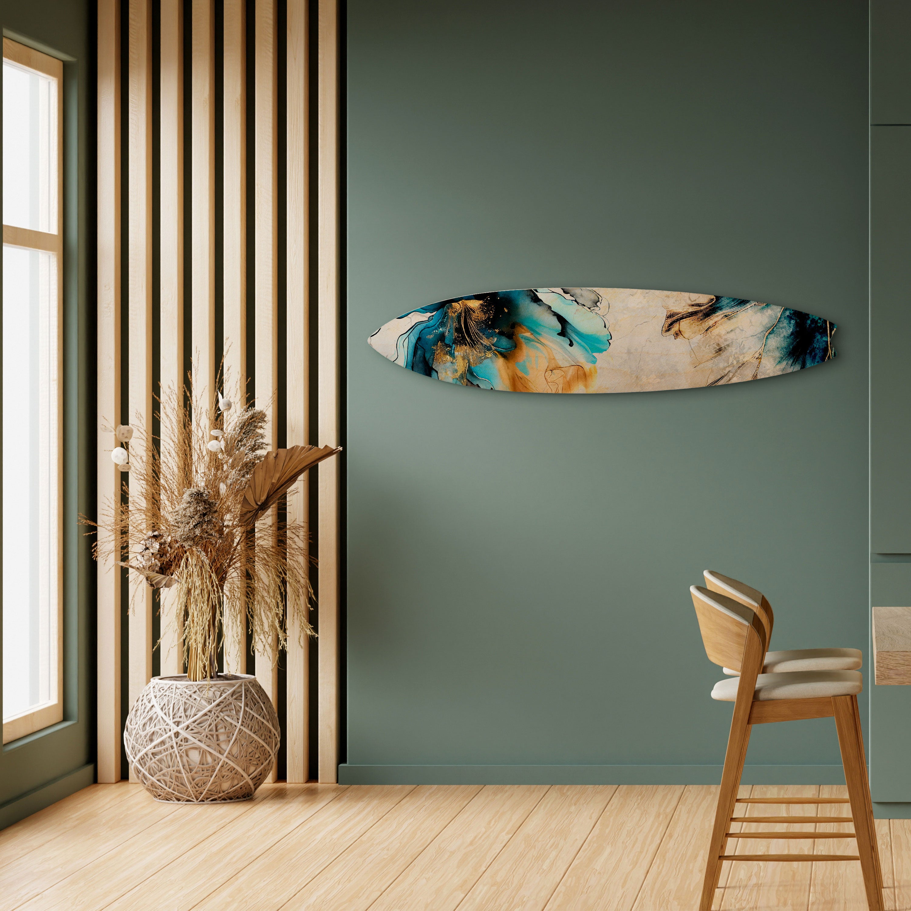 COBALT BLOSSOMS Surfboard Decorative Panel