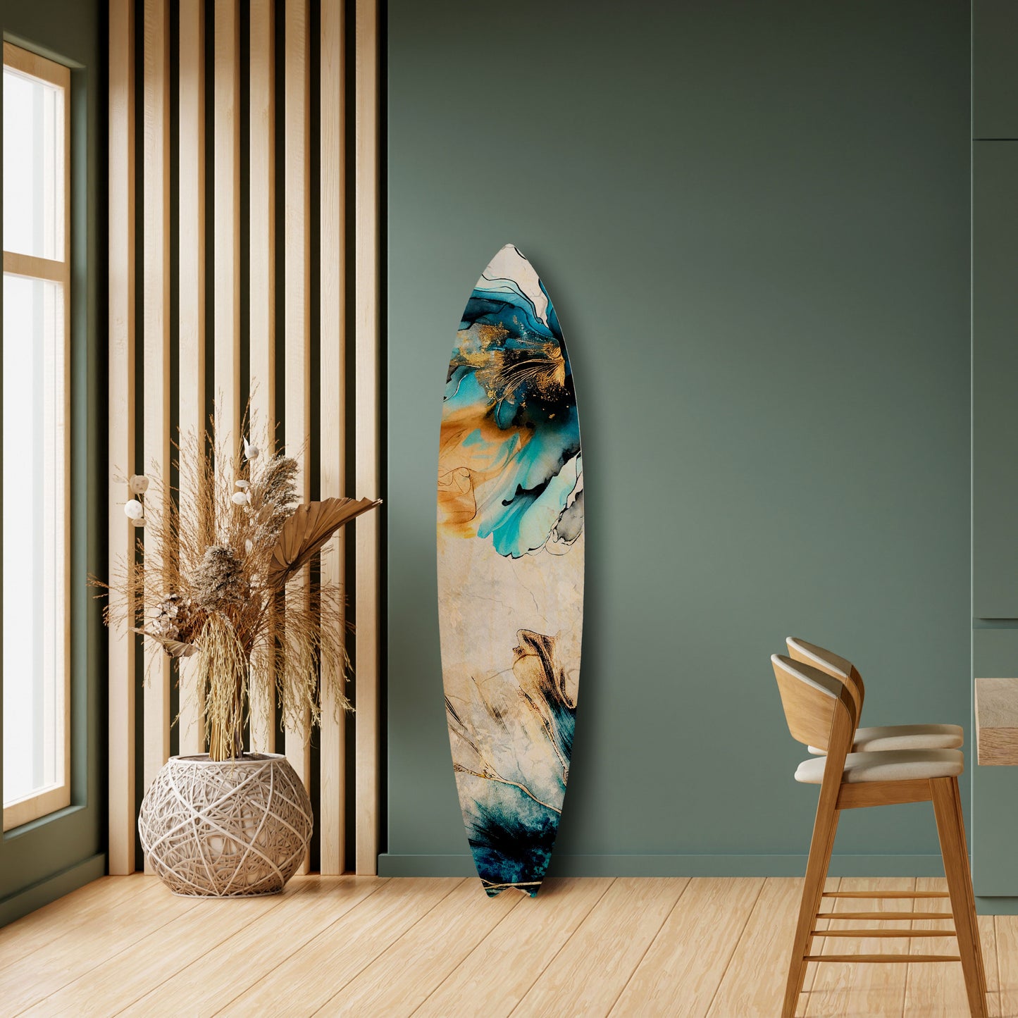 COBALT BLOSSOMS Surfboard Decorative Panel