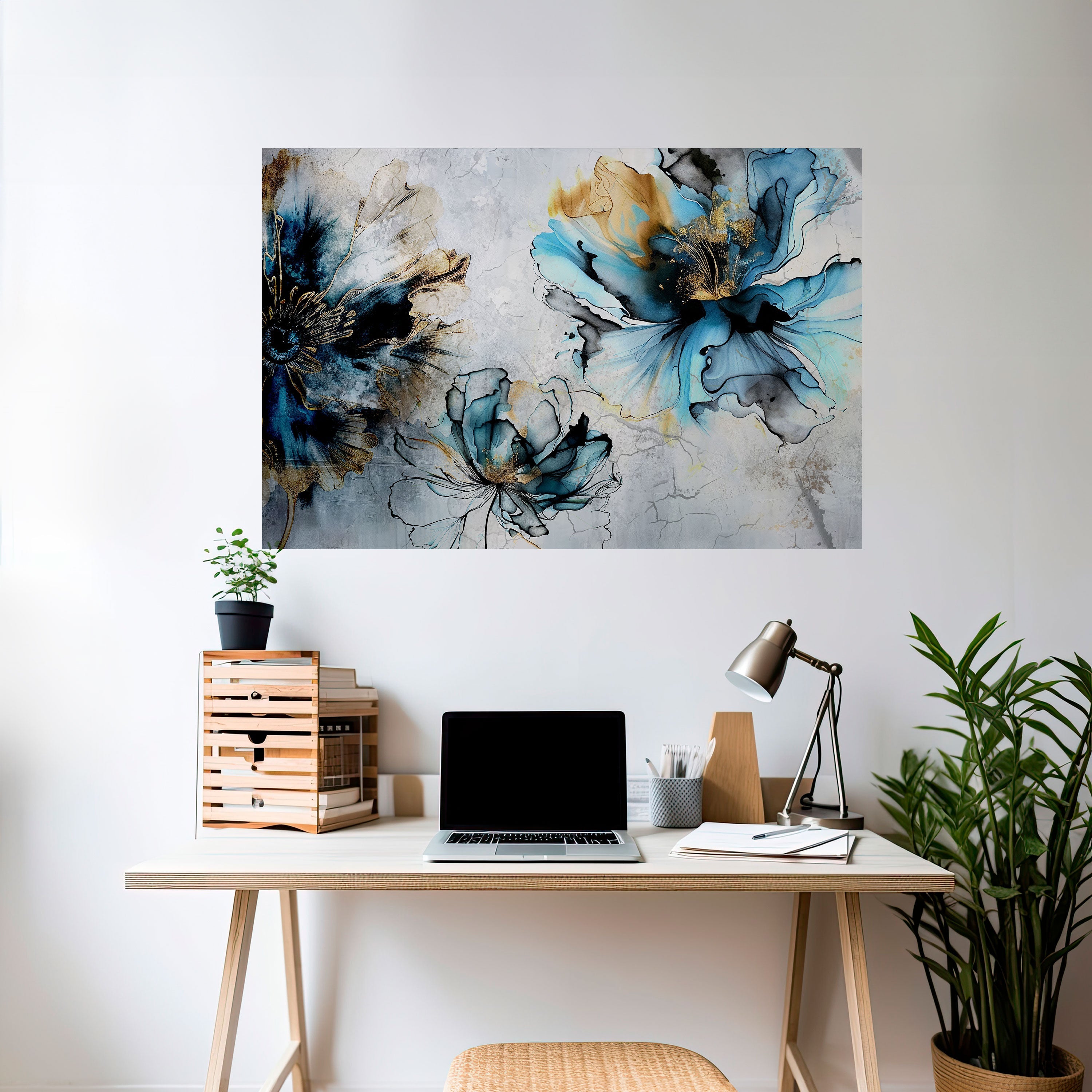 Affiche horizontale autocollante « FLEURS DE COBALT »