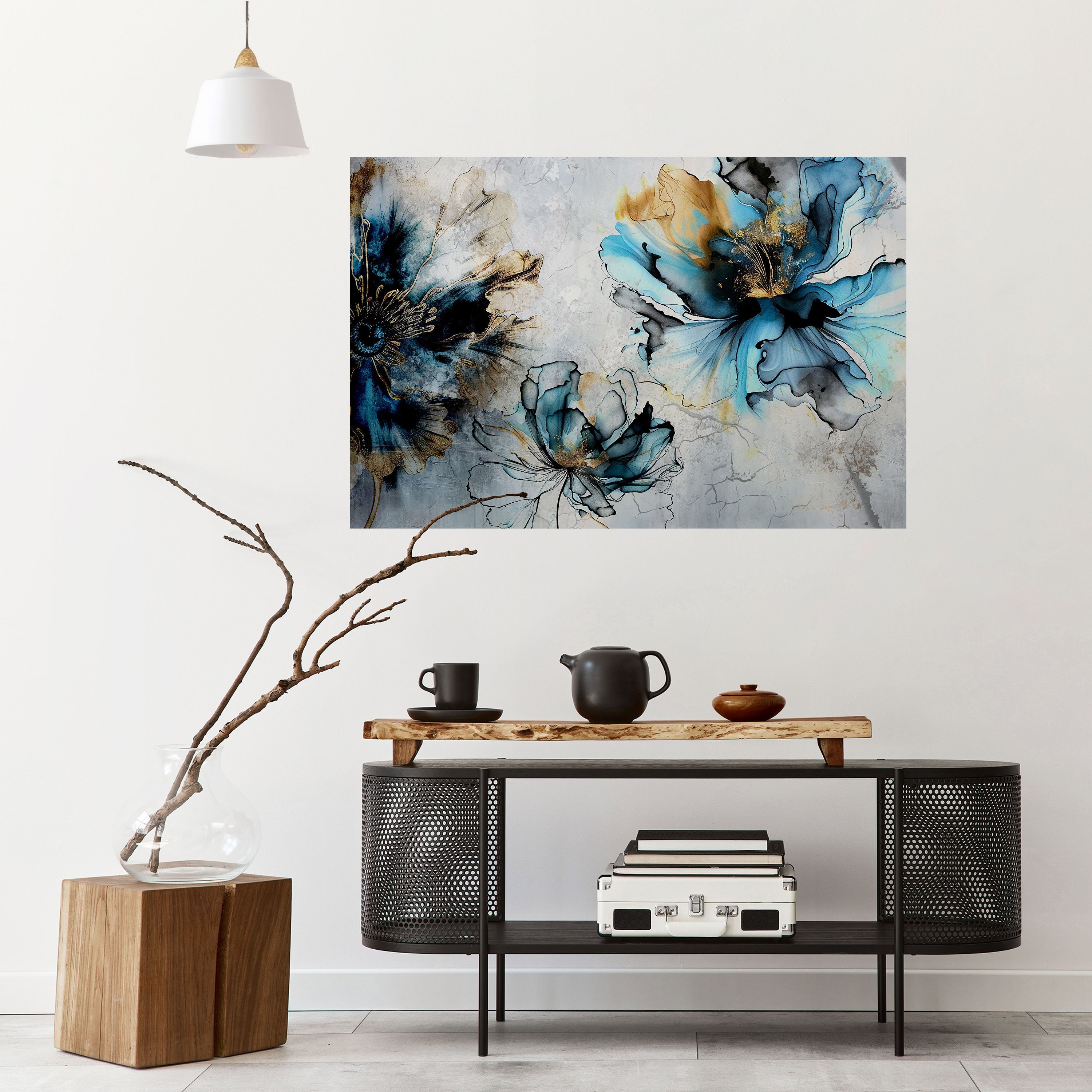 Affiche horizontale autocollante « FLEURS DE COBALT »