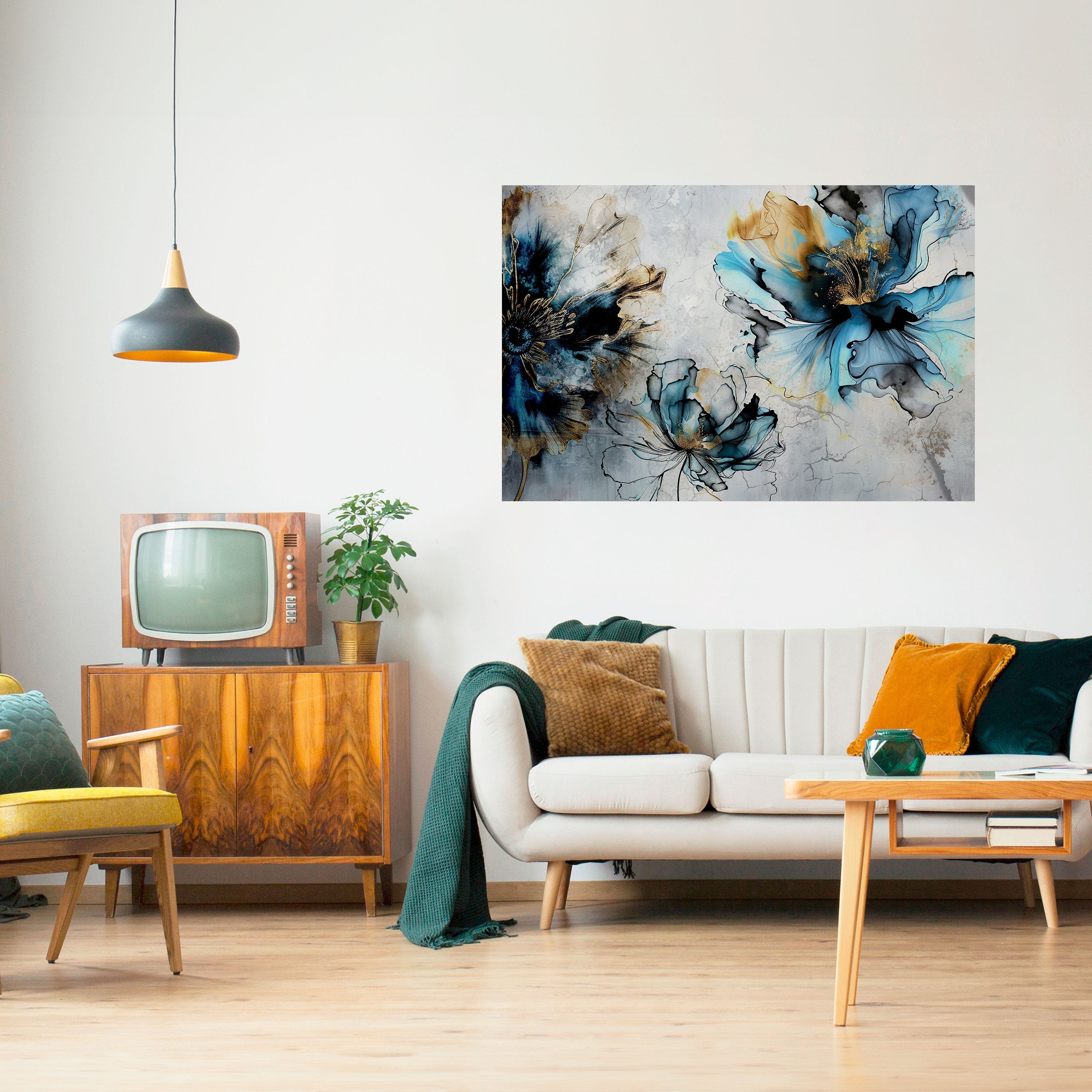 Affiche horizontale autocollante « FLEURS DE COBALT »