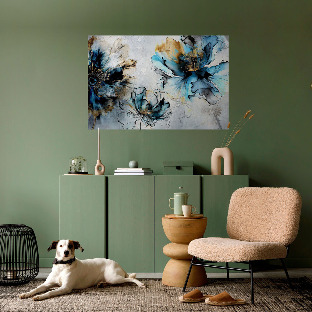 Affiche horizontale autocollante « FLEURS DE COBALT »