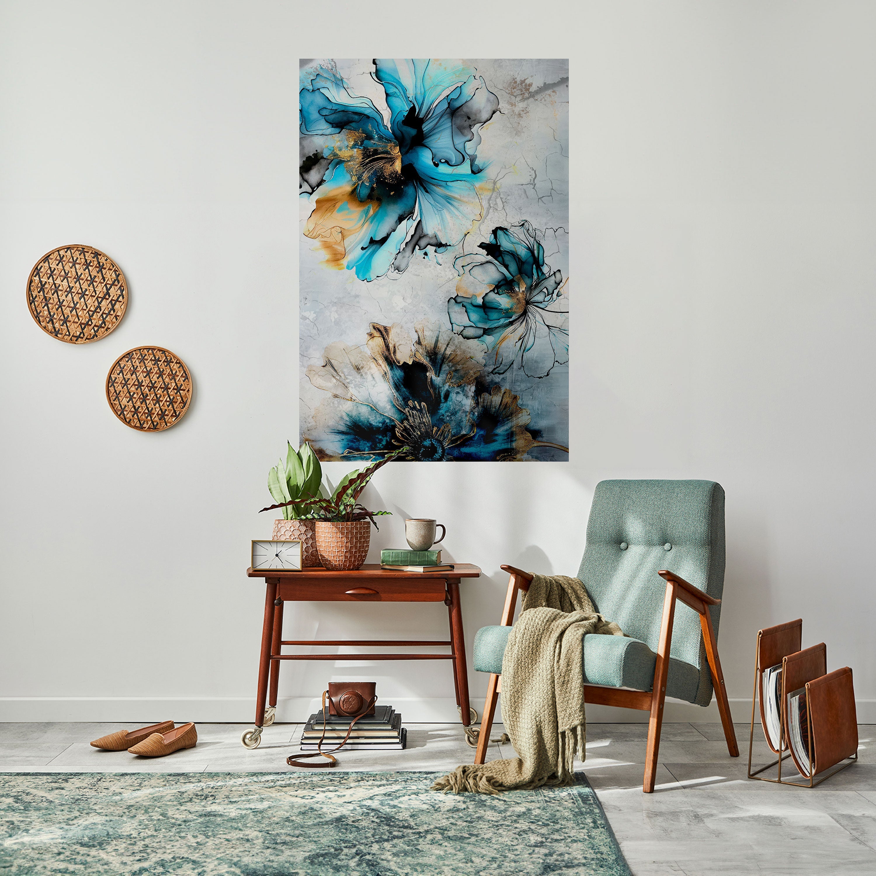 Affiche verticale autocollante « FLEURS DE COBALT »