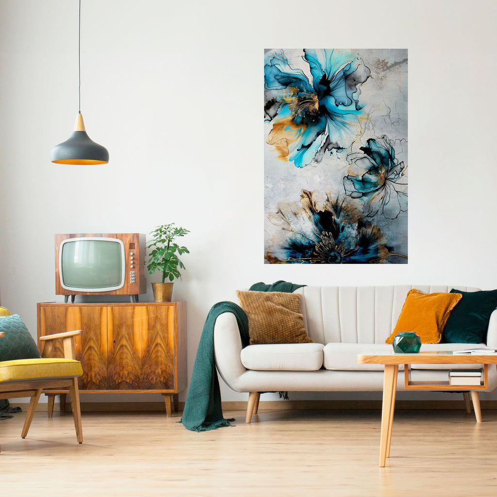 Affiche verticale autocollante « FLEURS DE COBALT »