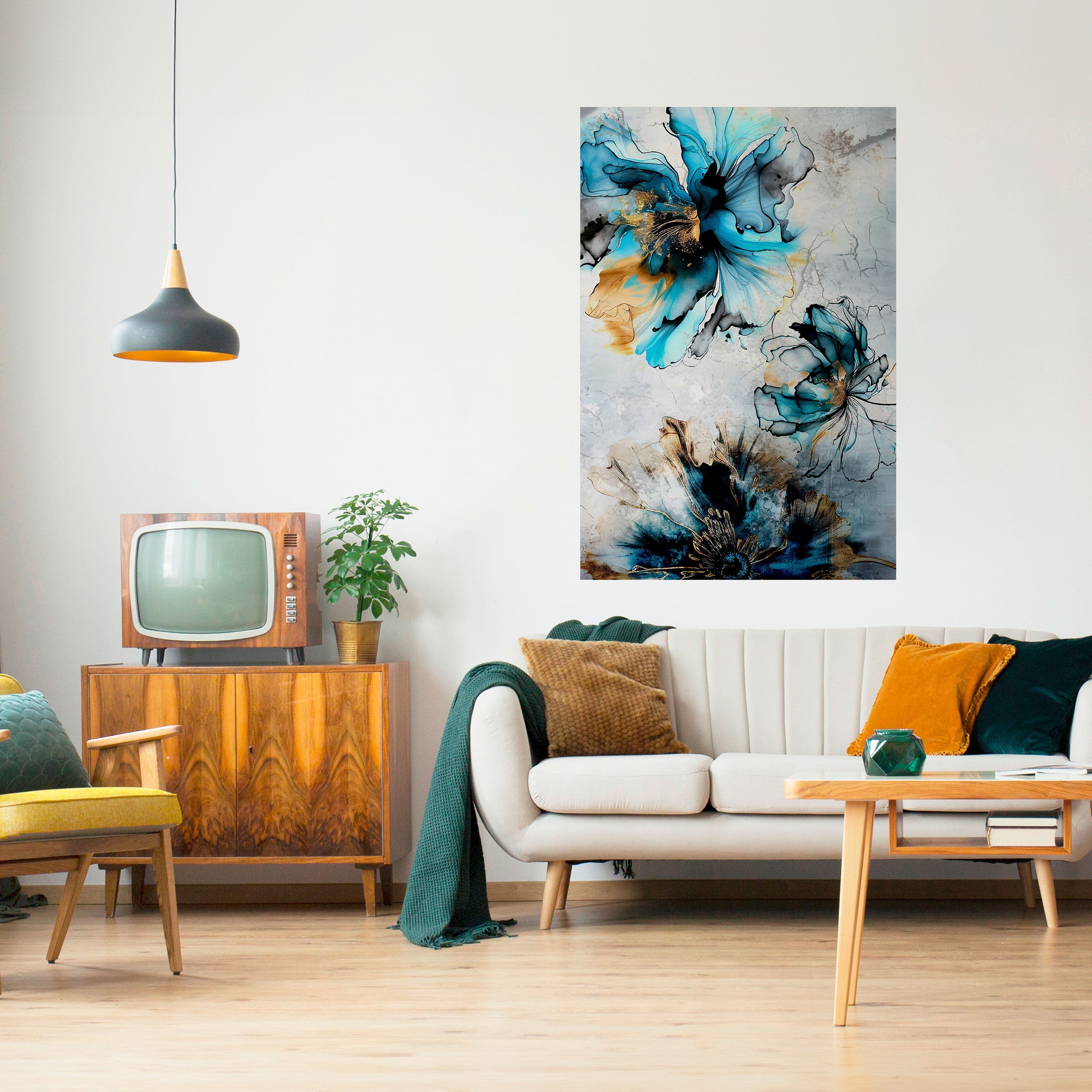 Affiche verticale autocollante « FLEURS DE COBALT »