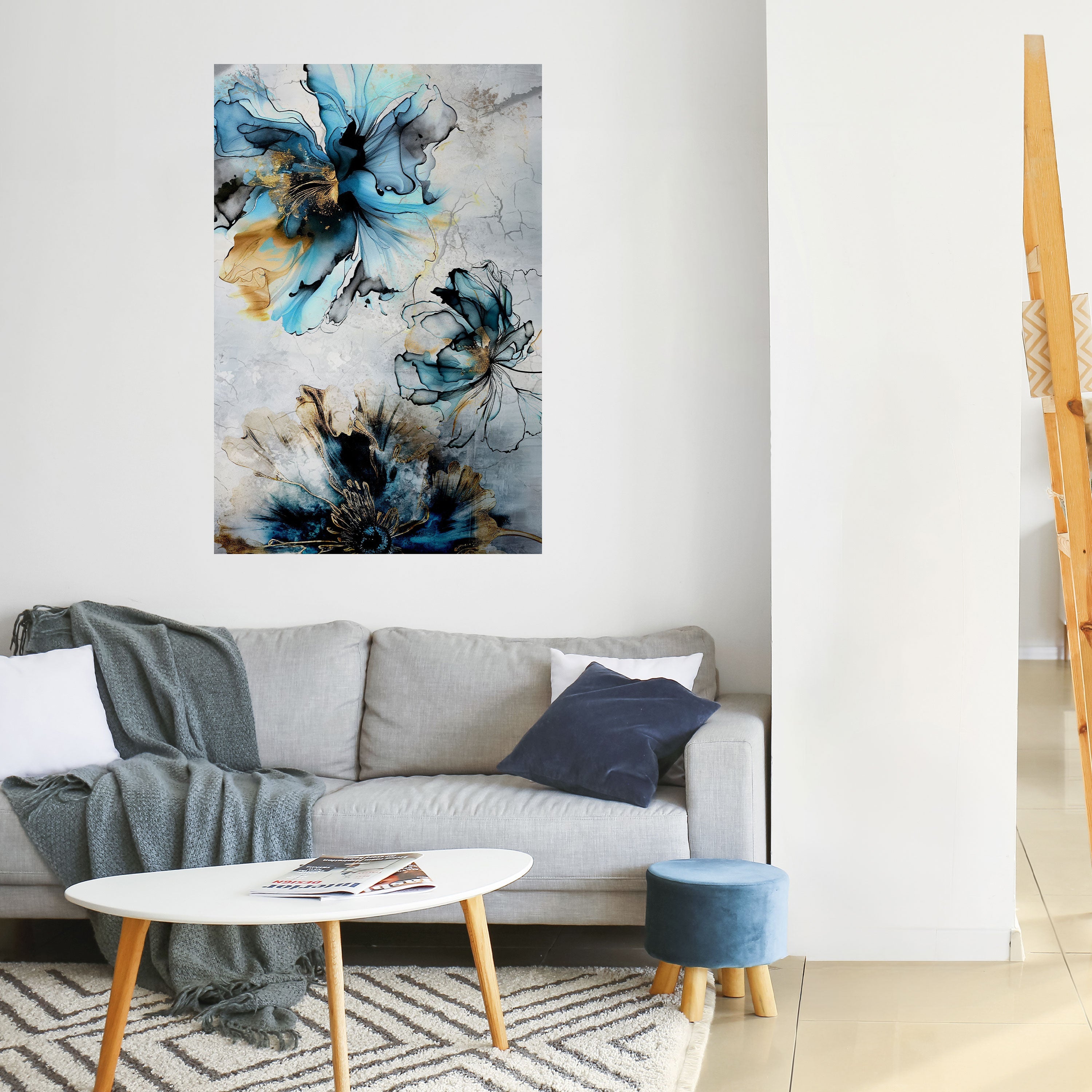 Affiche verticale autocollante « FLEURS DE COBALT »