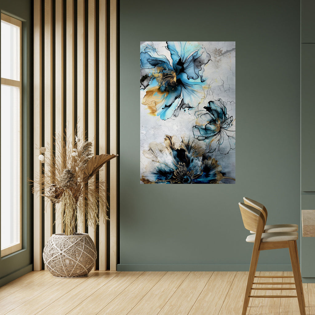 Affiche verticale autocollante « FLEURS DE COBALT »