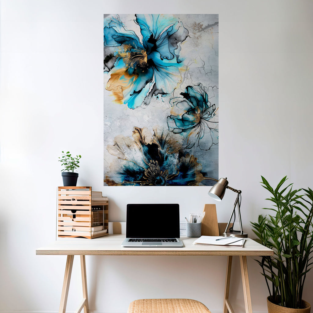 Affiche verticale autocollante « FLEURS DE COBALT »