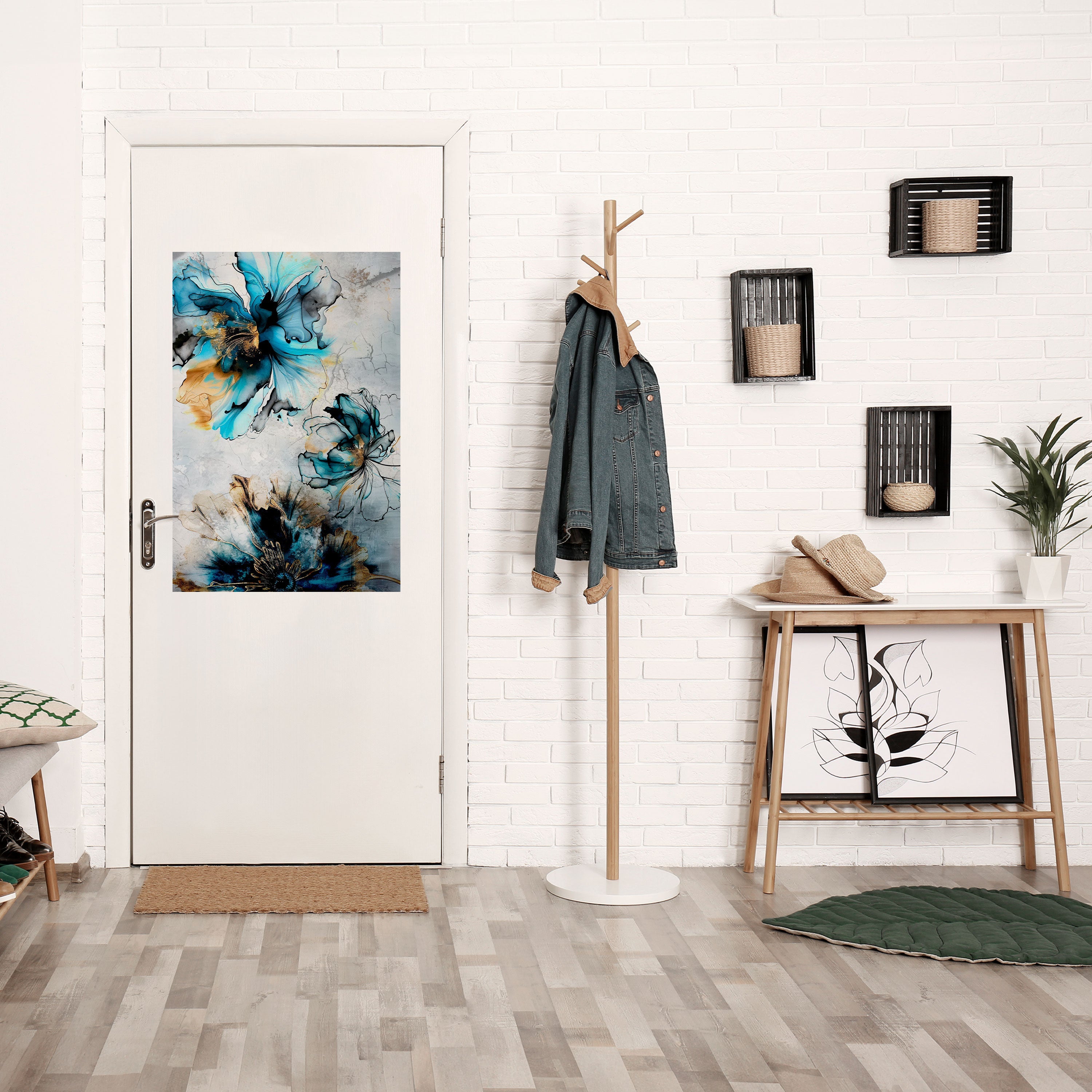 Affiche verticale autocollante « FLEURS DE COBALT »