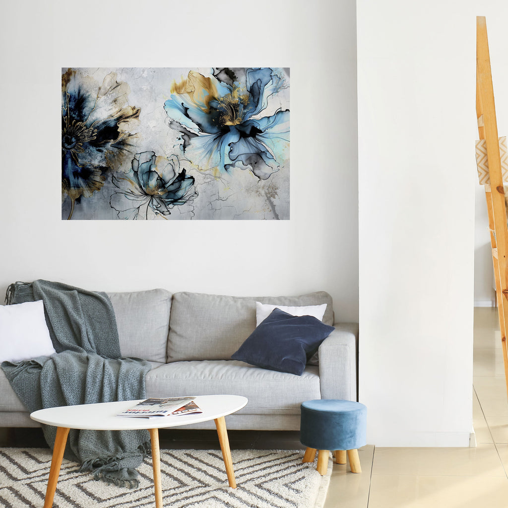 Affiche horizontale autocollante « FLEURS DE COBALT »