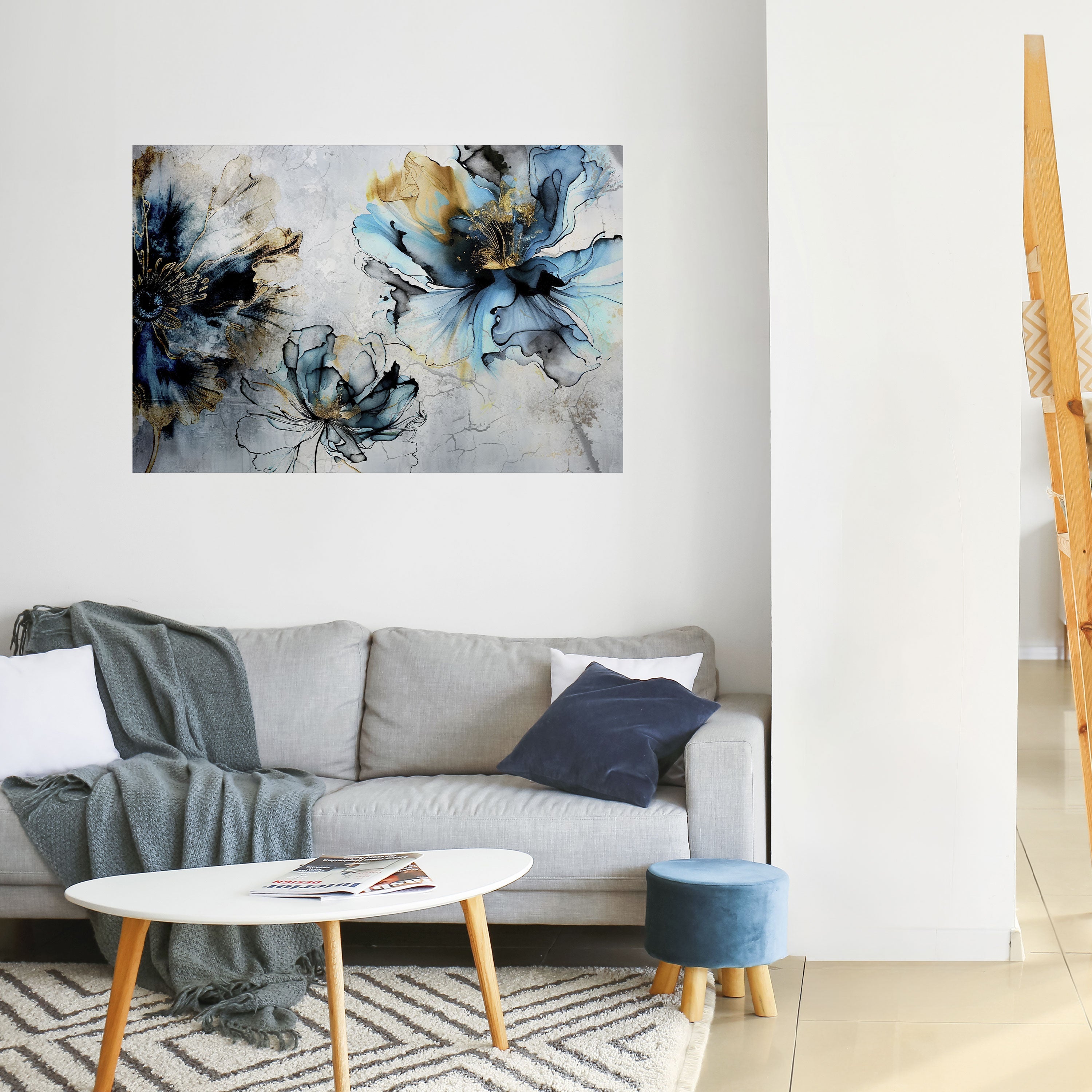 Affiche horizontale autocollante « FLEURS DE COBALT »