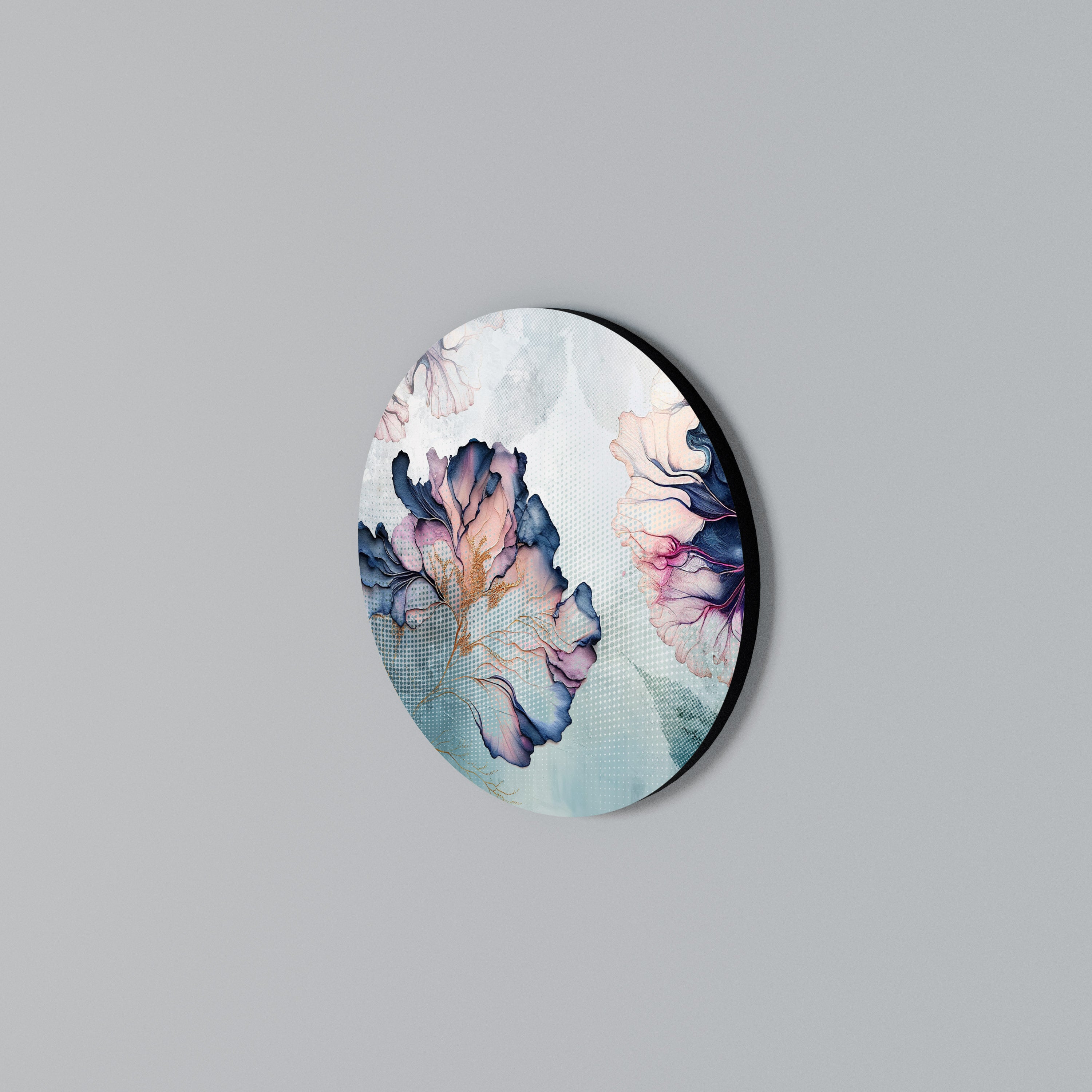 ICY BLOSSOMS Round Wall Art