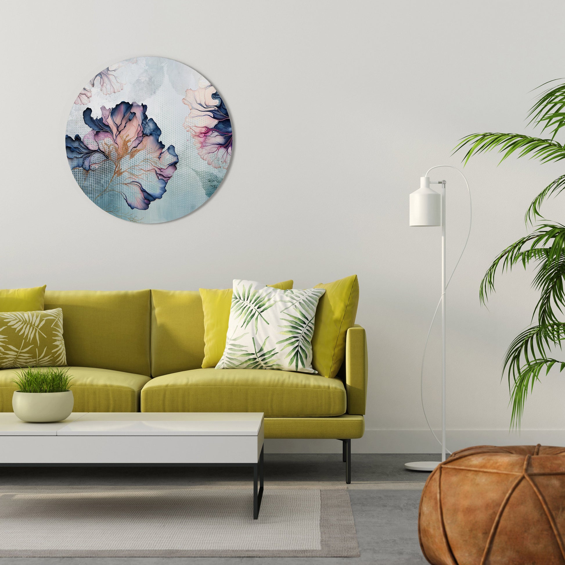 ICY BLOSSOMS Round Wall Art