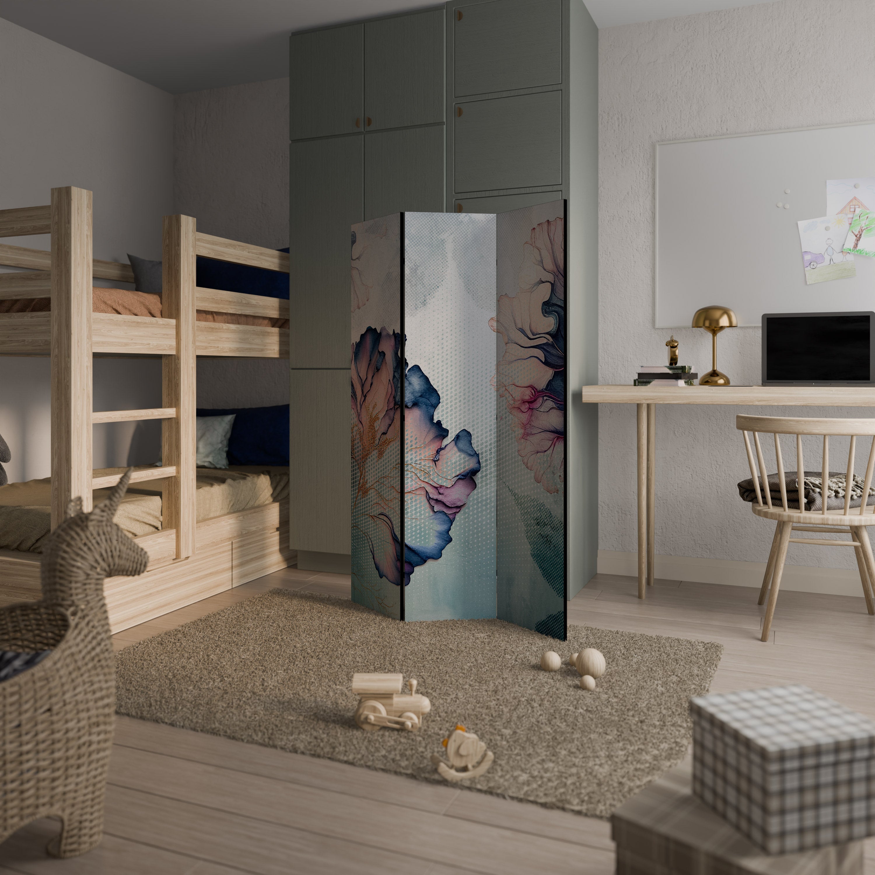 Cloison décorative à 3 panneaux ICY BLOSSOMS