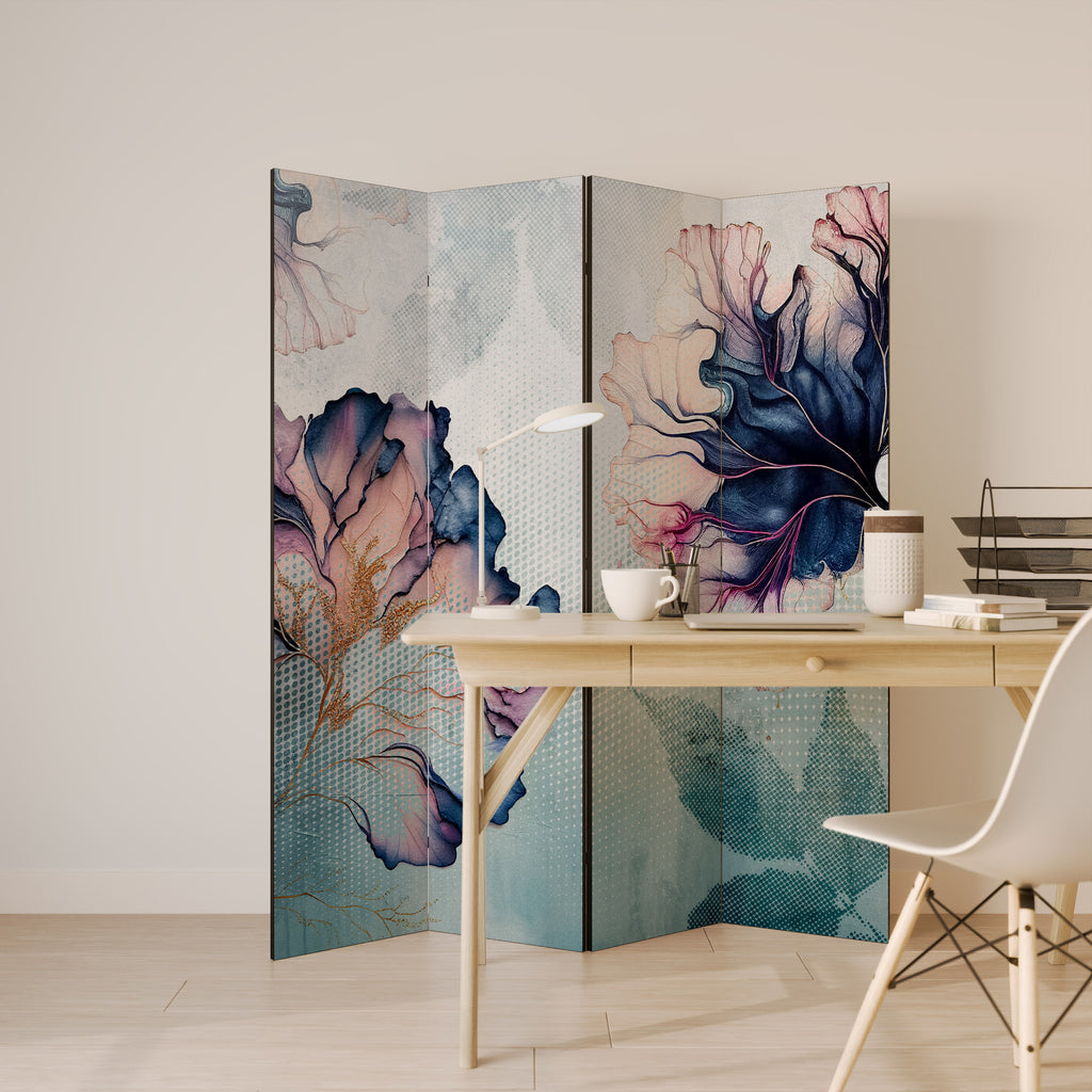 ICY BLOSSOMS 4-Panel Room Divider