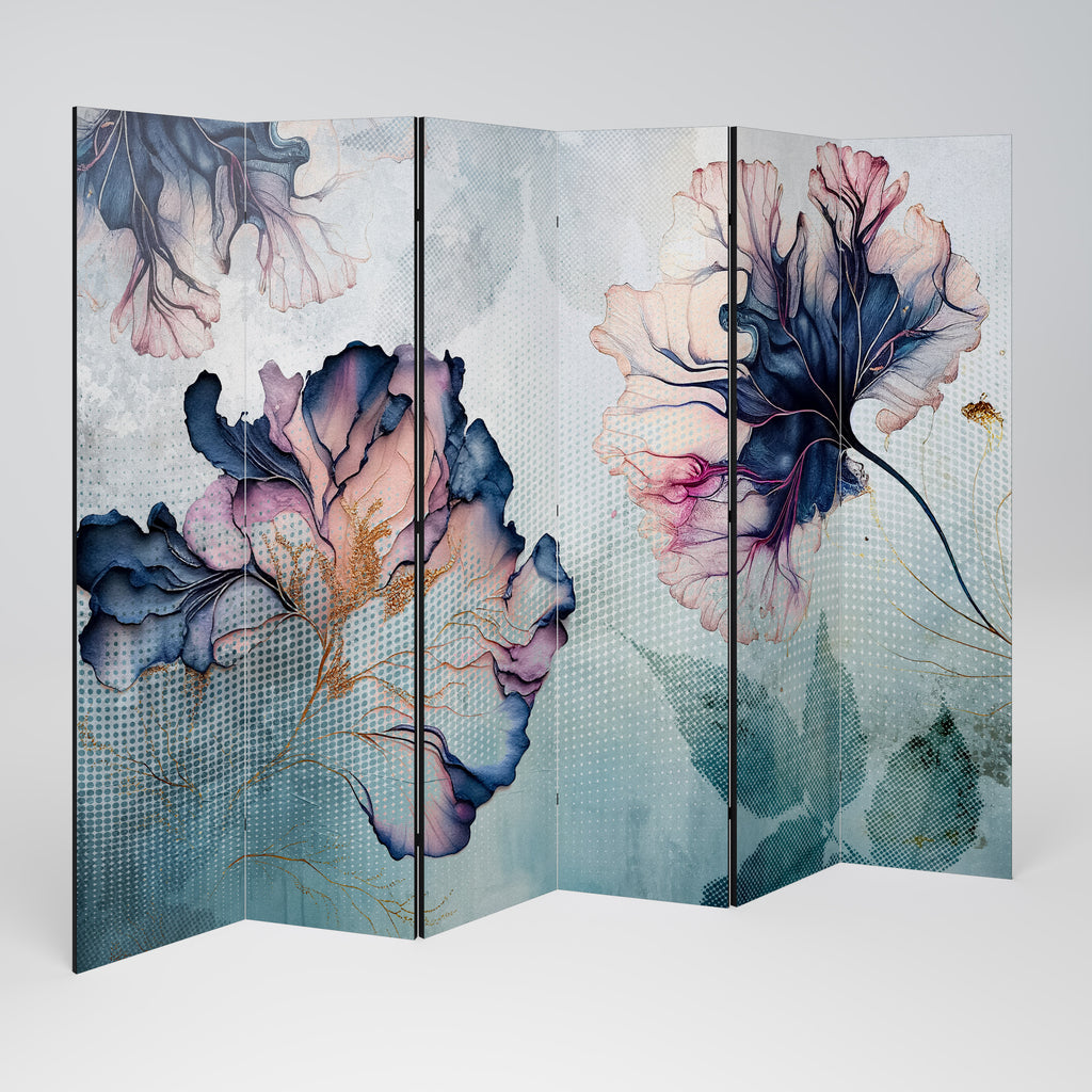 ICY BLOSSOMS 6-Panel Room Divider