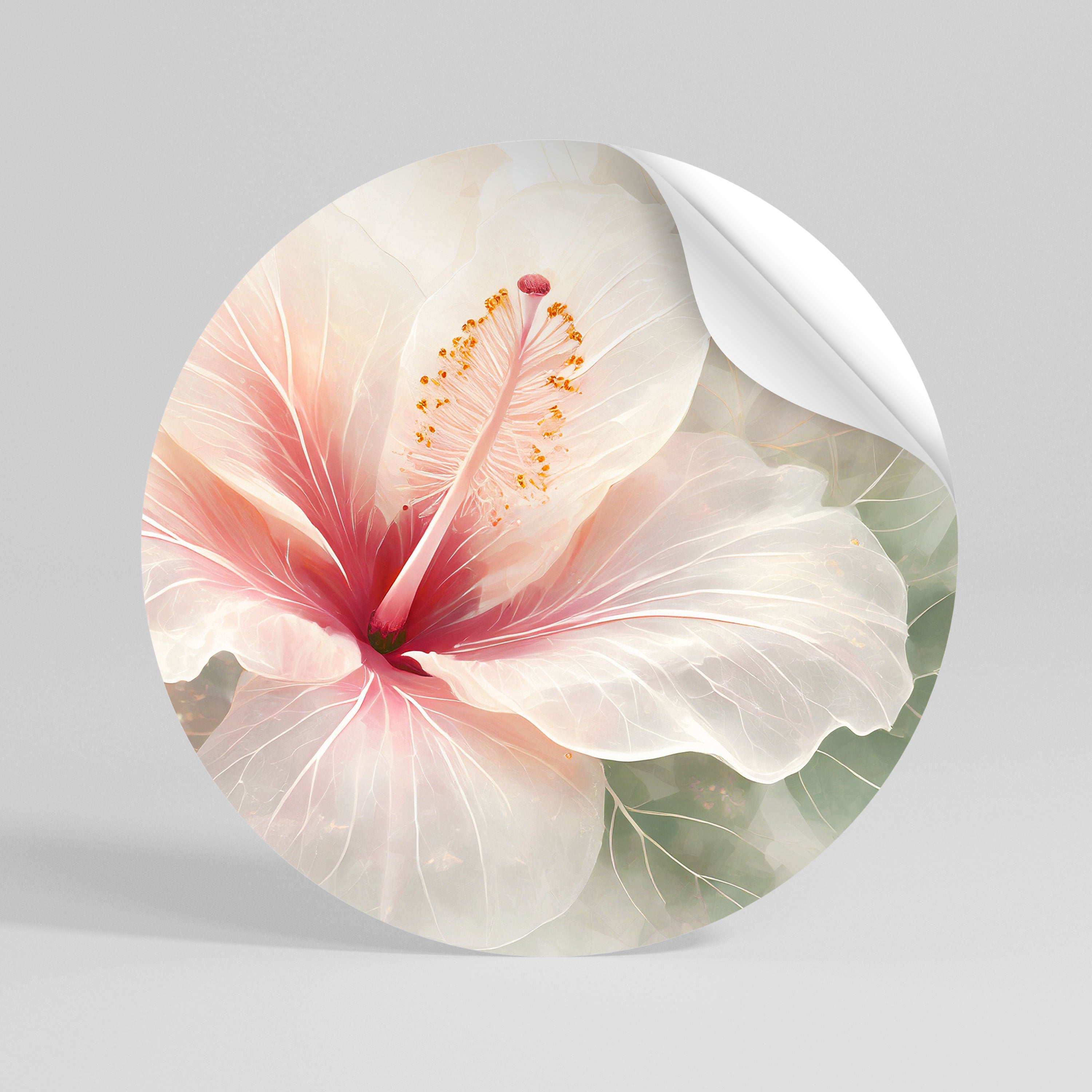 GOSSAMER FLORAL DREAM Peel and Stick Round Sticker