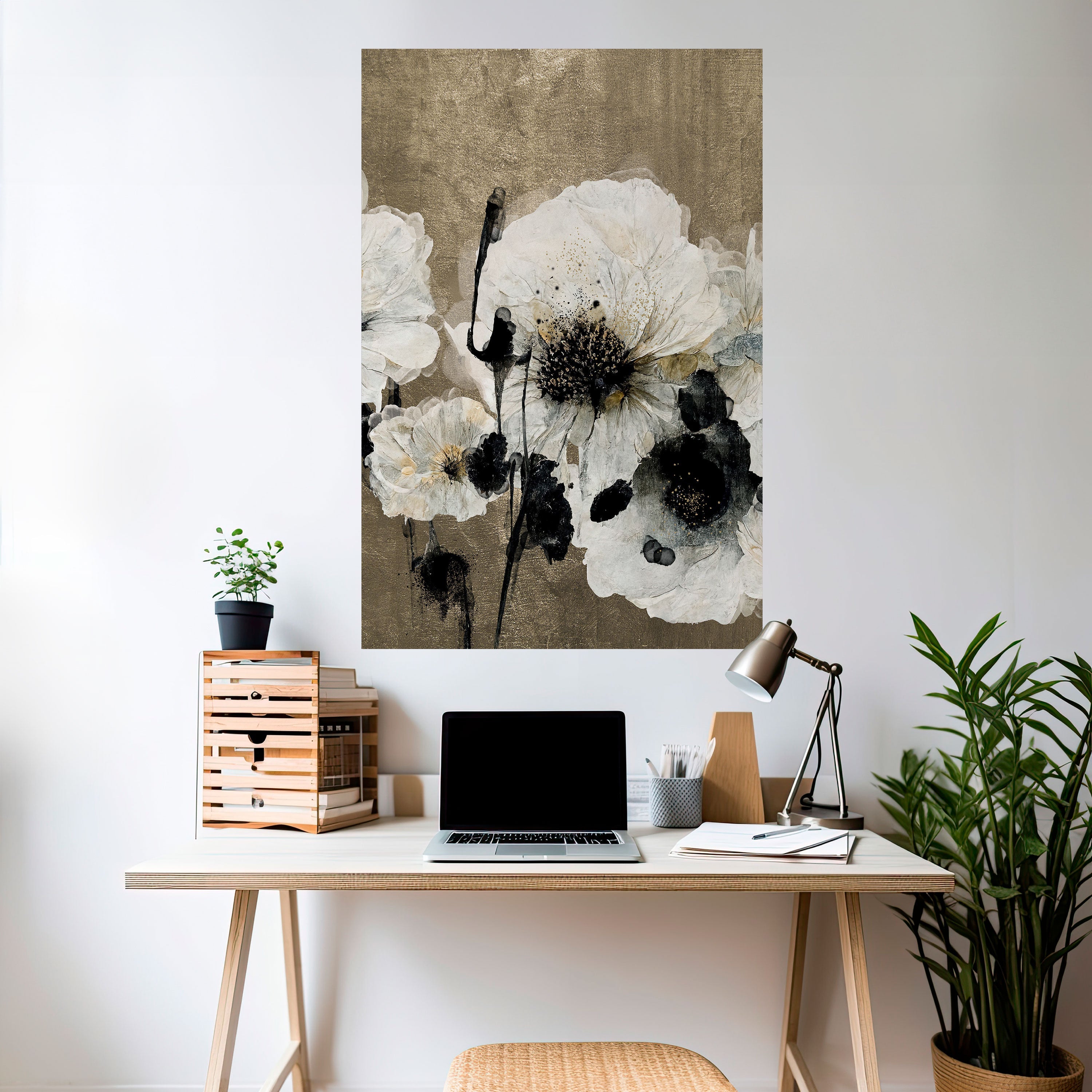 Affiche verticale autocollante « HARMONIE EN BLANC »