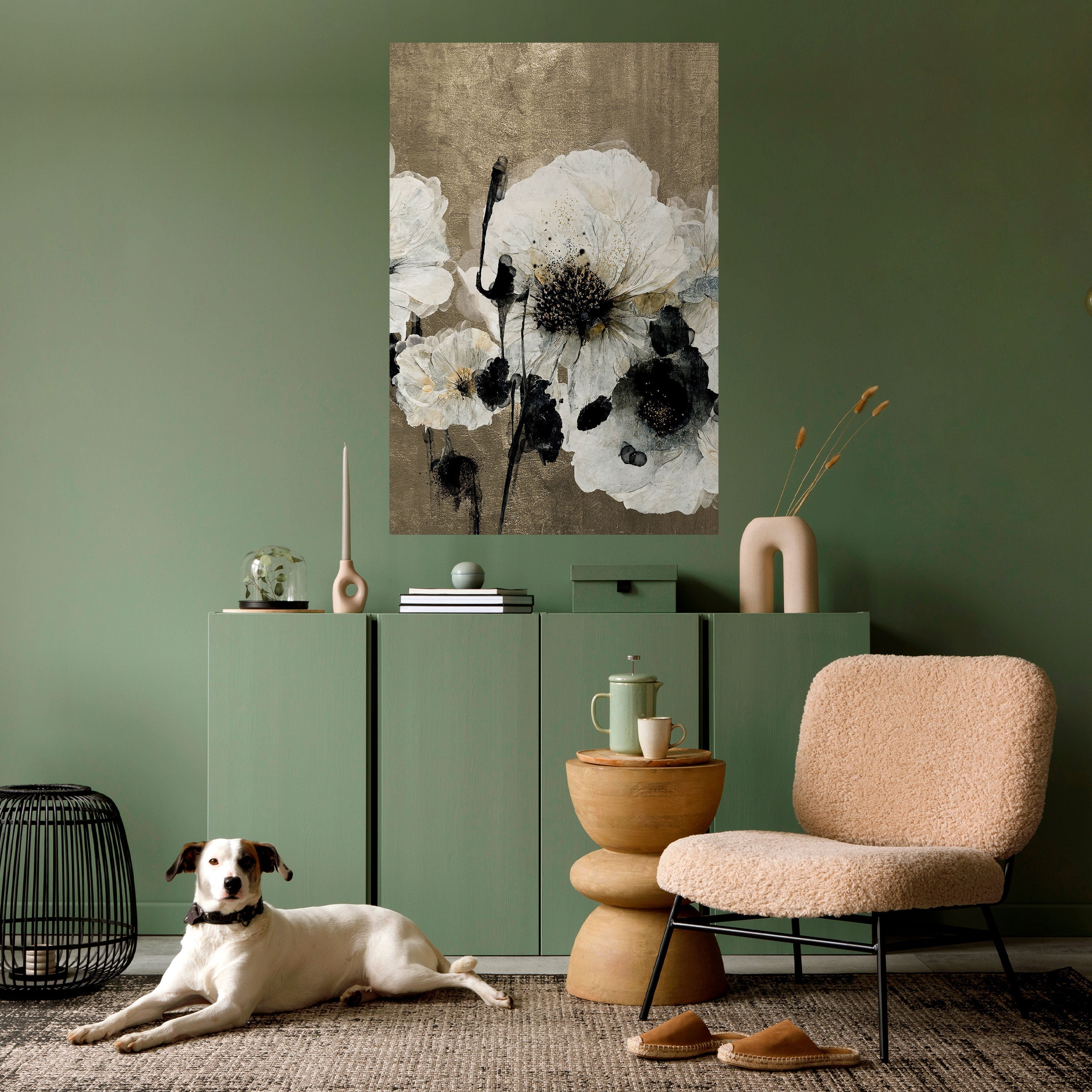 Affiche verticale autocollante « HARMONIE EN BLANC »