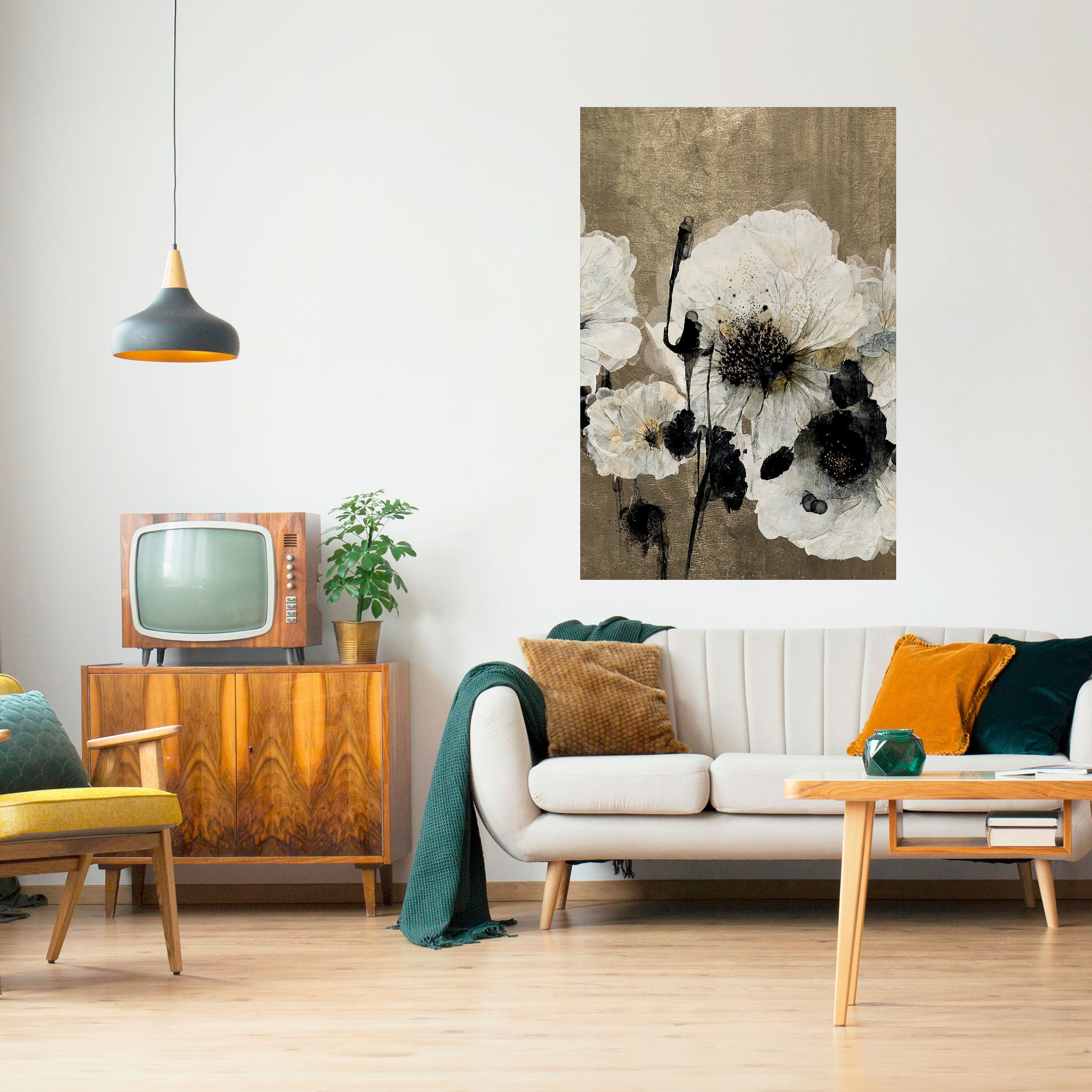 Affiche verticale autocollante « HARMONIE EN BLANC »