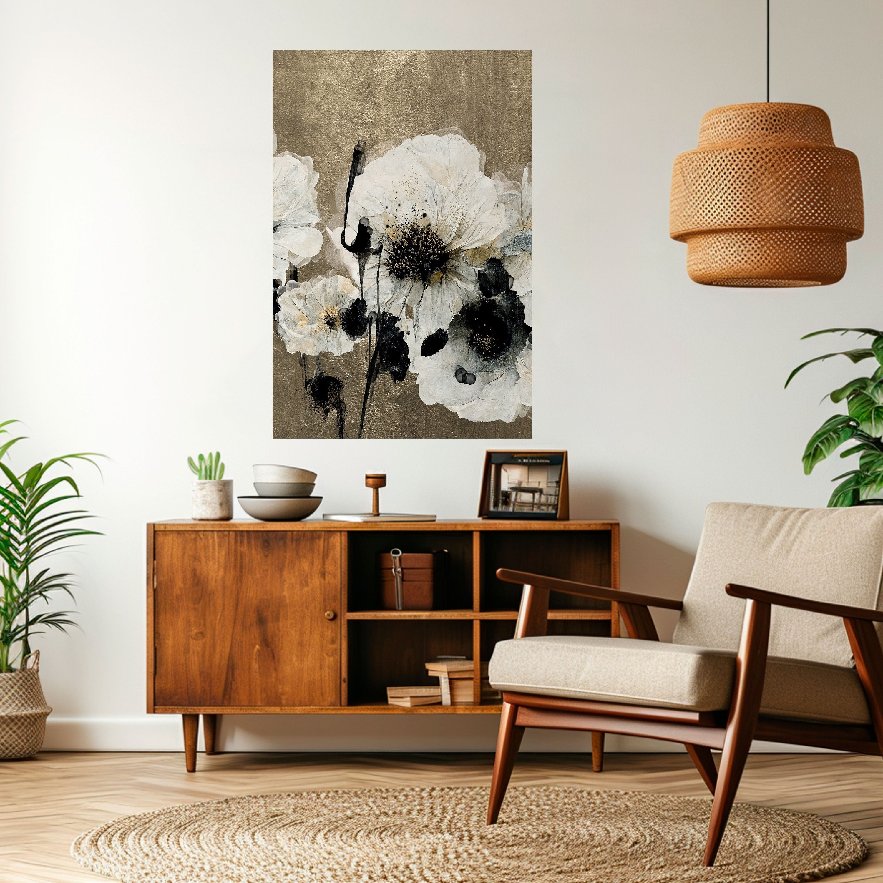 Affiche verticale autocollante « HARMONIE EN BLANC »