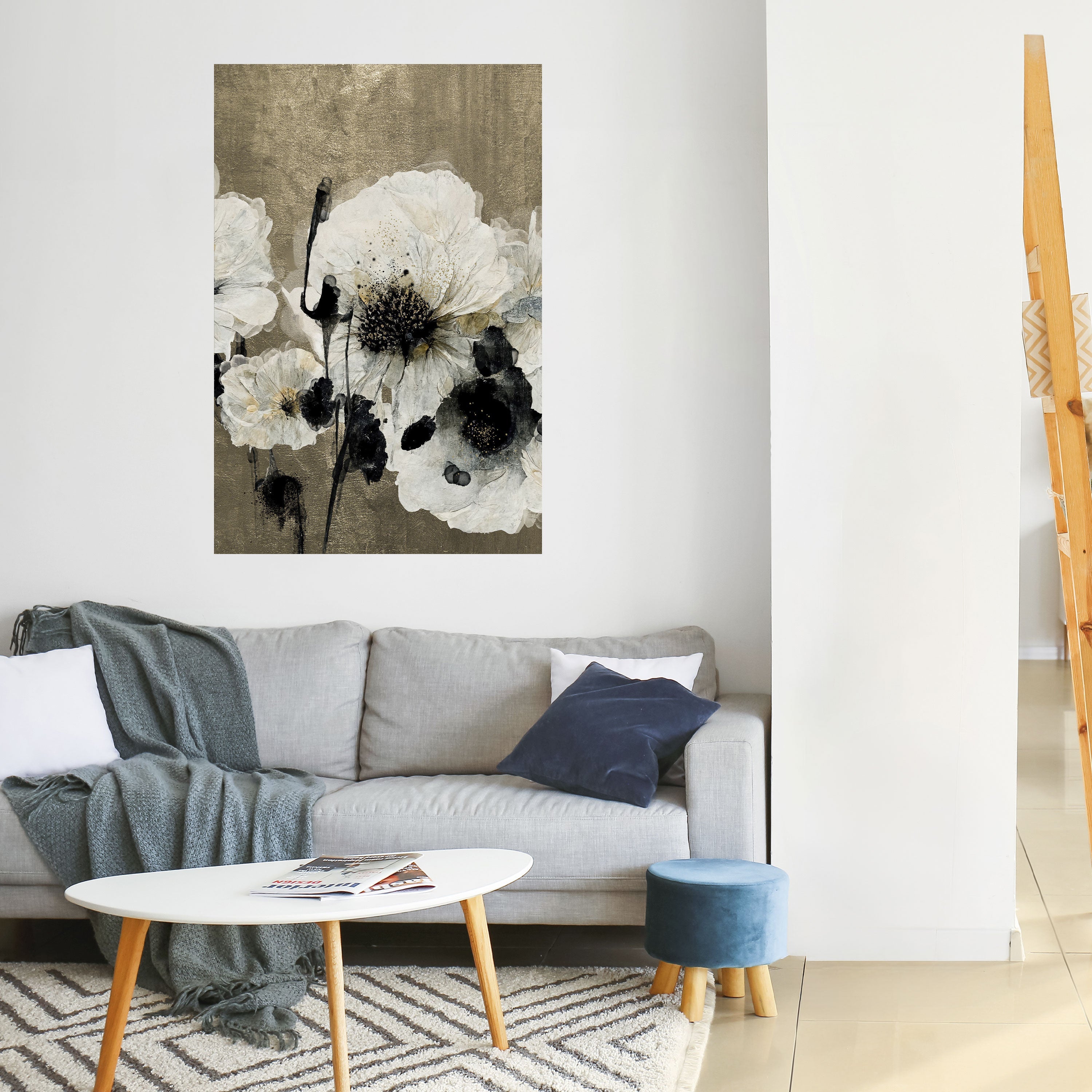 Affiche verticale autocollante « HARMONIE EN BLANC »