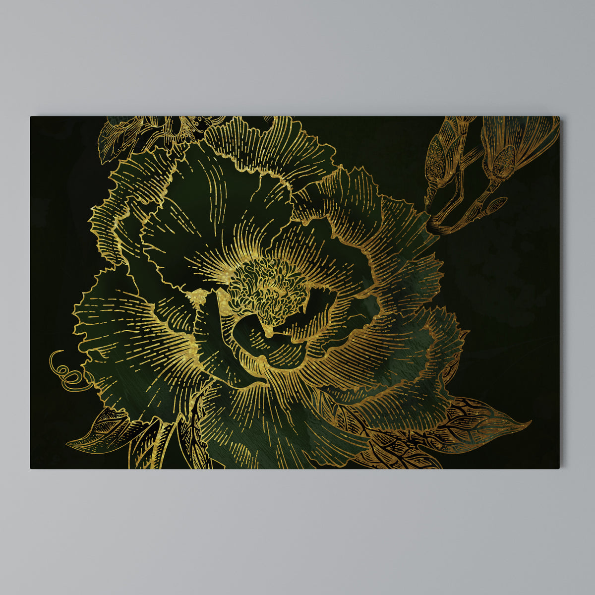 MIDNIGHT FLORAL GLIMMER Horizontal Canvas Print