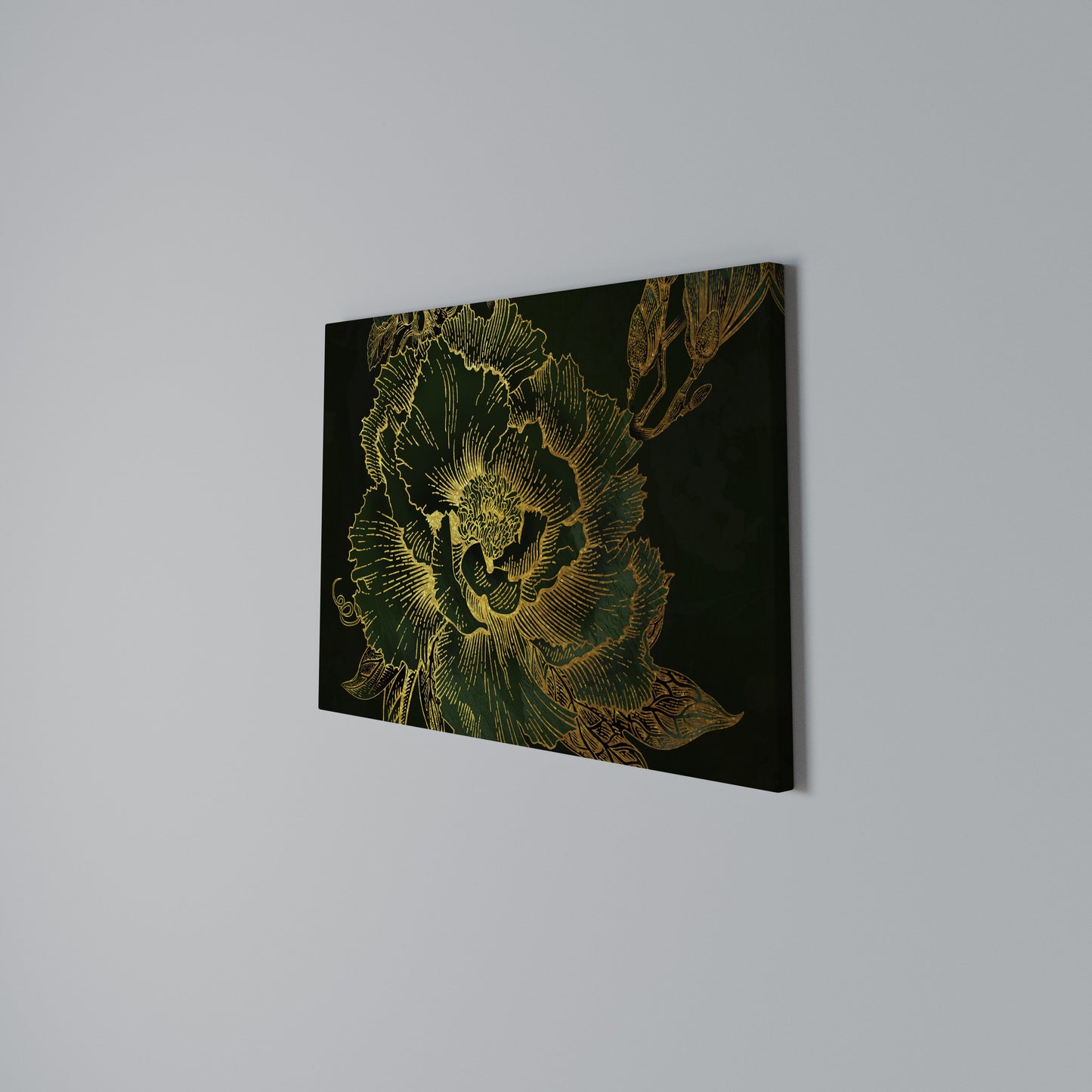 MIDNIGHT FLORAL GLIMMER Horizontal Canvas Print