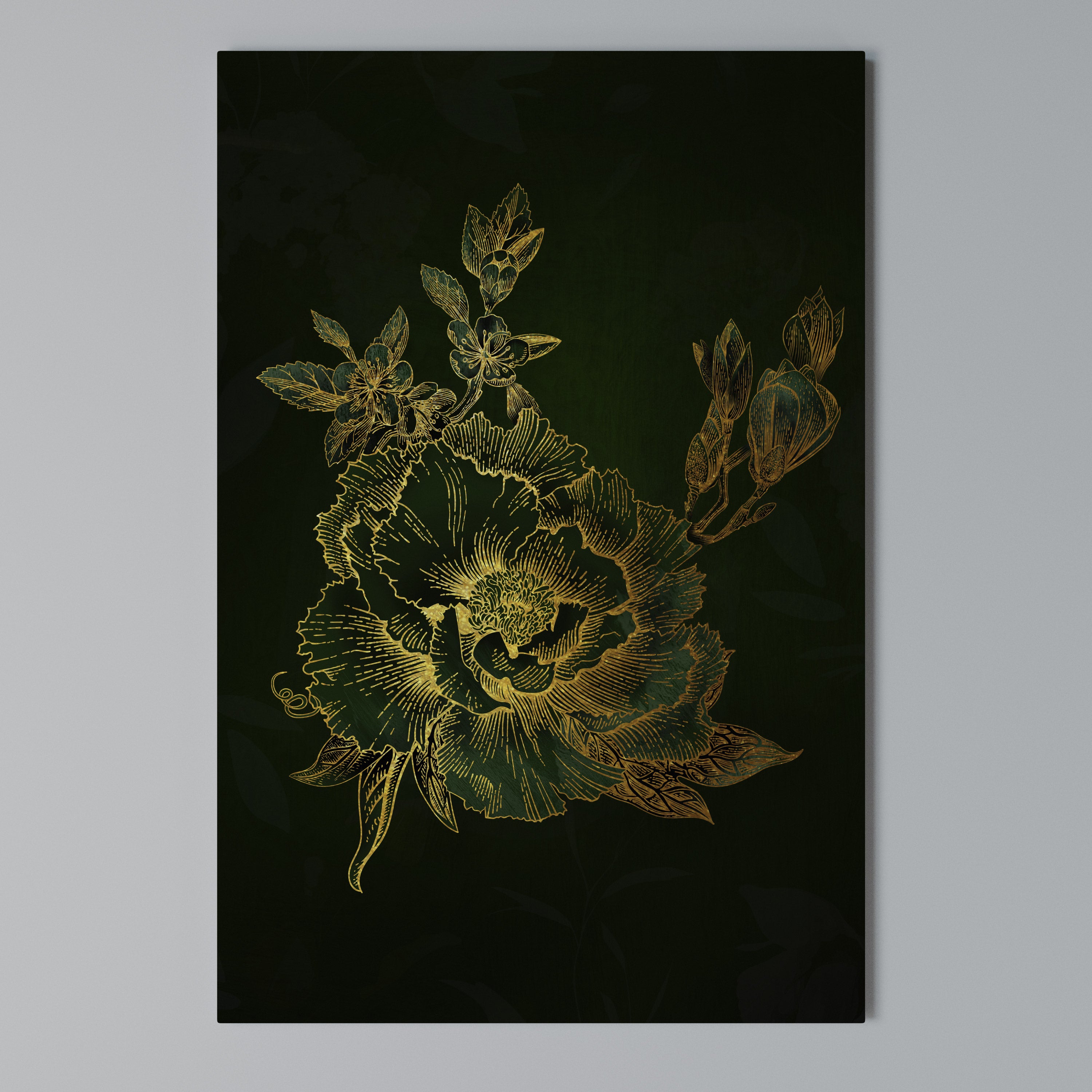 MIDNIGHT FLORAL GLIMMER Vertical Canvas Print