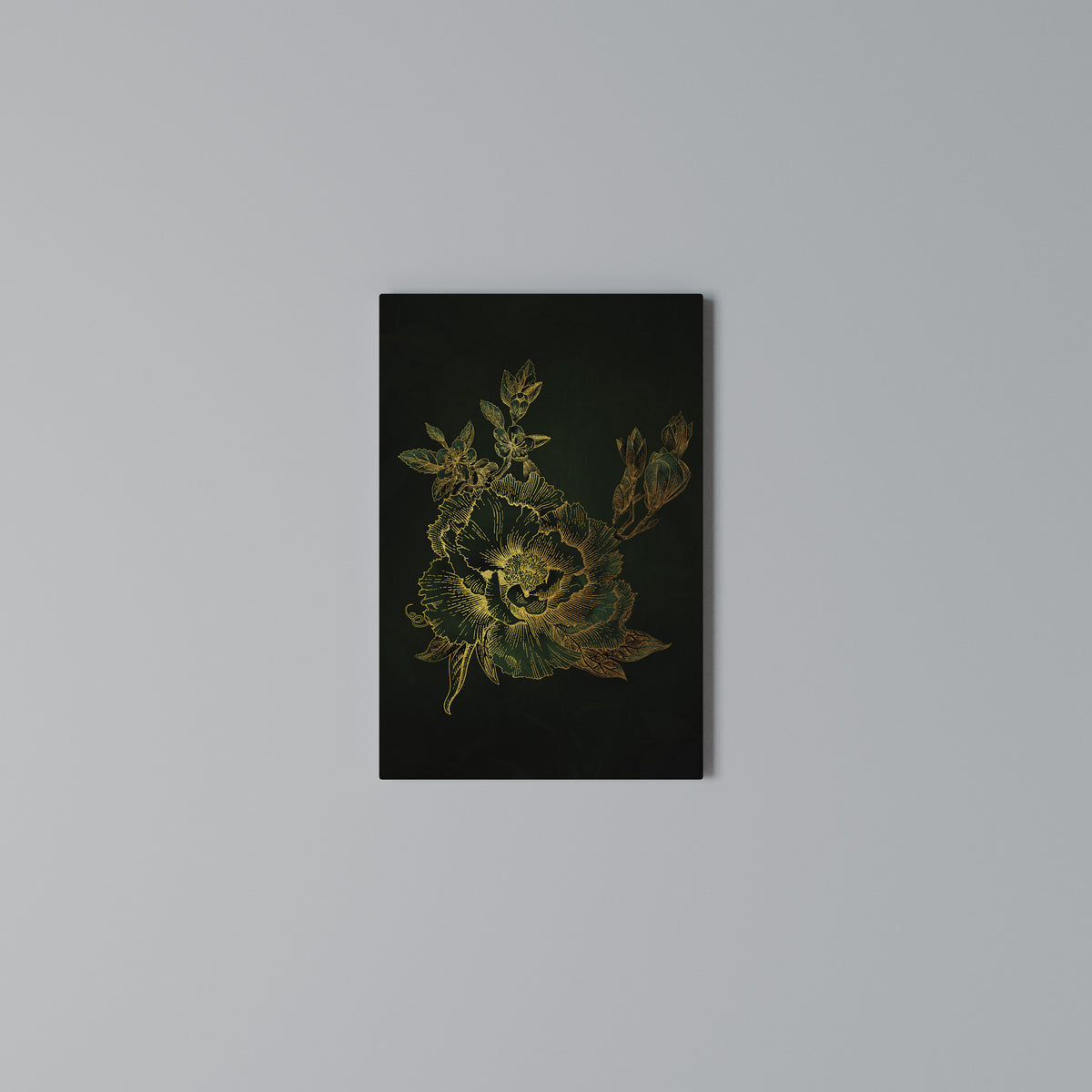 MIDNIGHT FLORAL GLIMMER Vertical Canvas Print