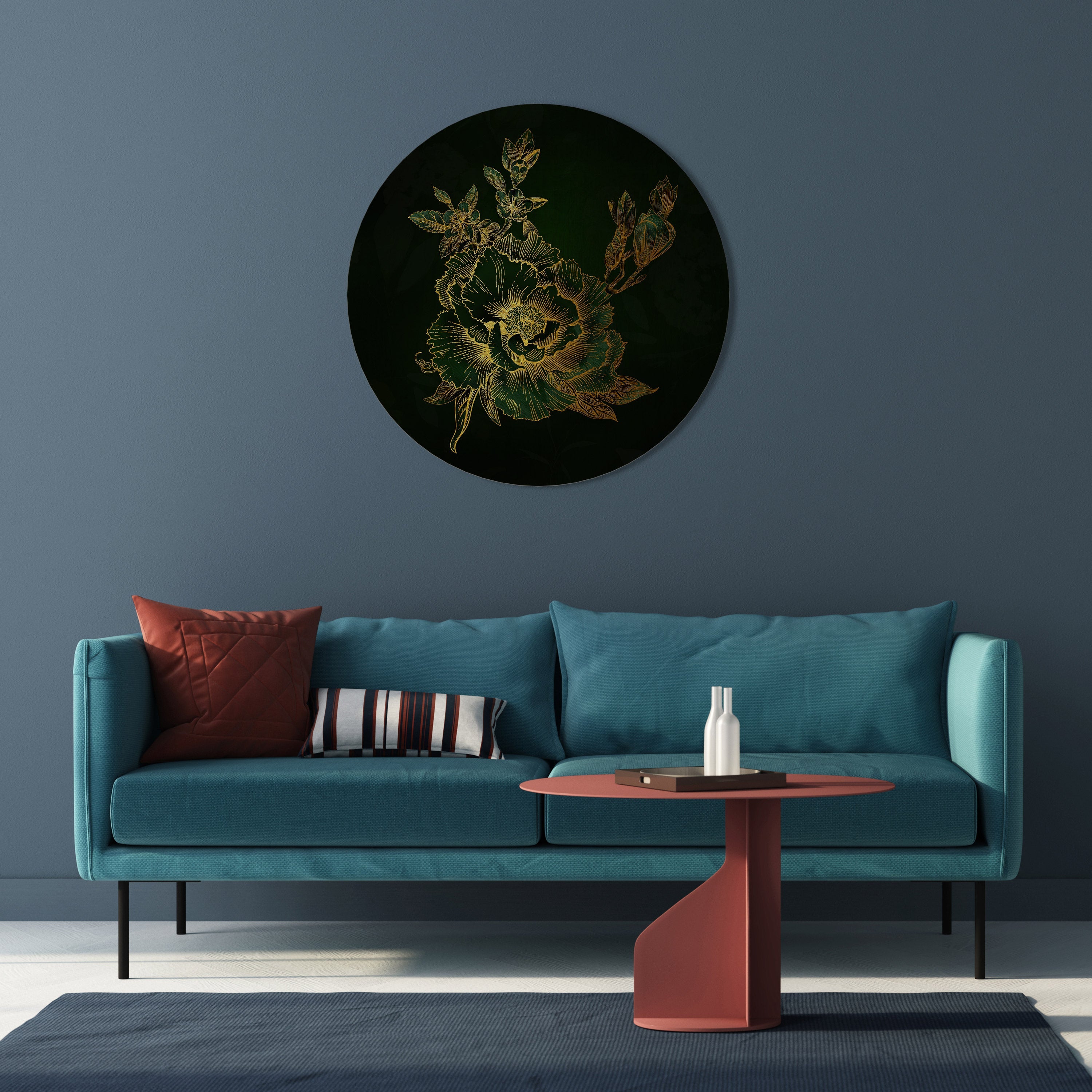 Décoration murale ronde MIDNIGHT FLORAL GLIMMER