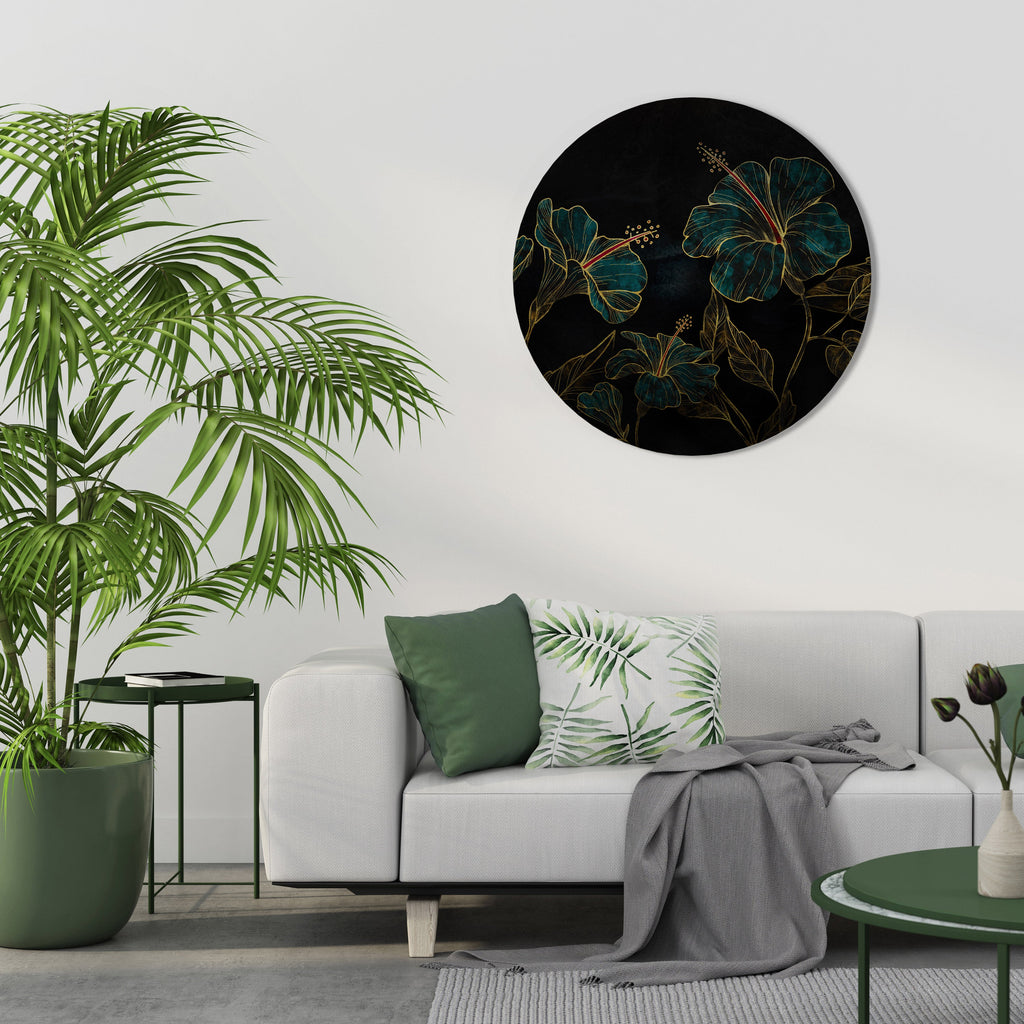 EMBERED BLOOM Round Wall Art