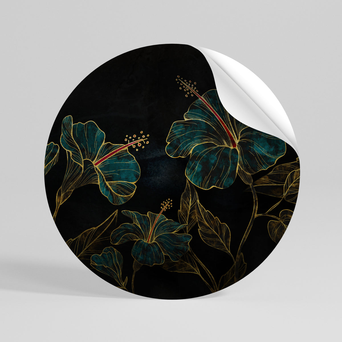 EMBERED BLOOM Peel and Stick Round Sticker