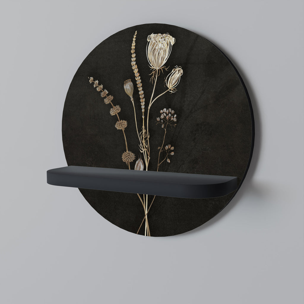 MEADOW ART. Round Art Shelf In Black Finish