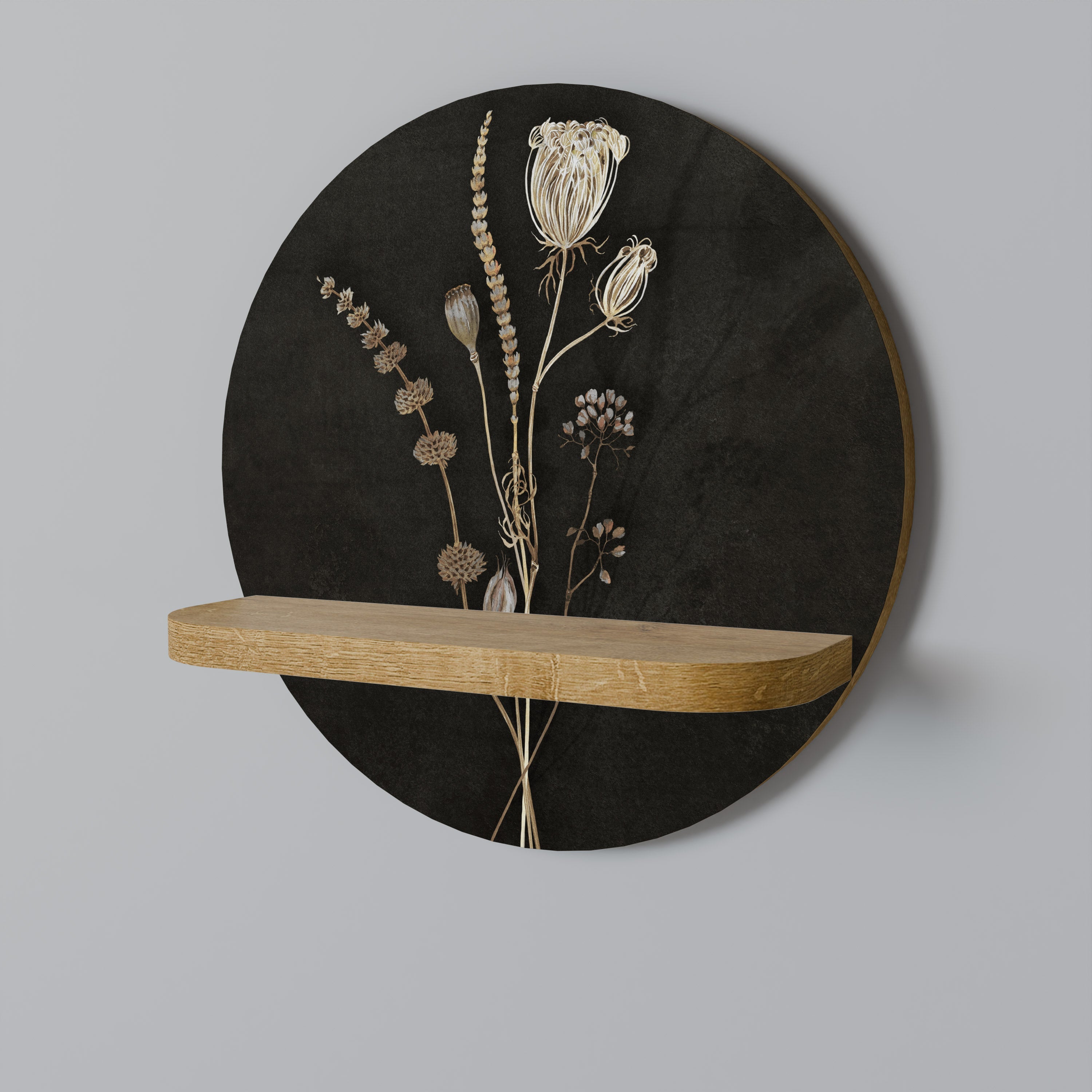 MEADOW ART. Étagère ronde effet chêne