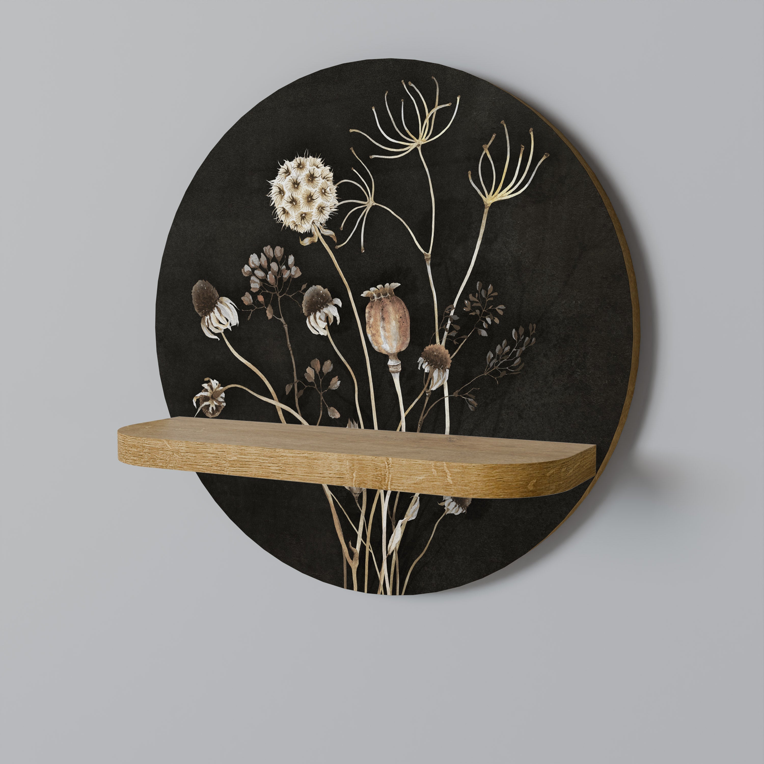 Étagère d'art ronde MEADOW SHADES effet chêne