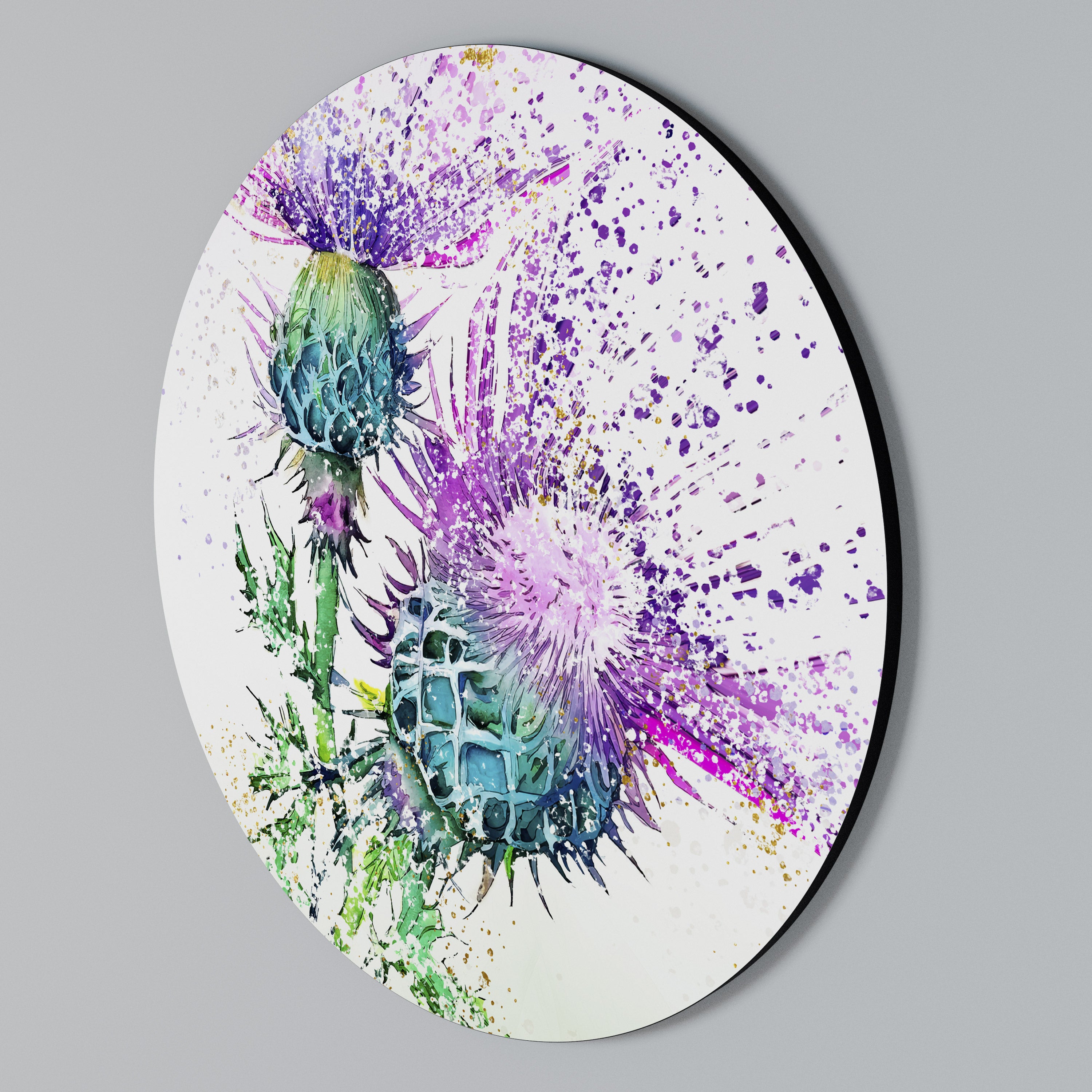 COLORFUL THISTLE DANCE Round Wall Art