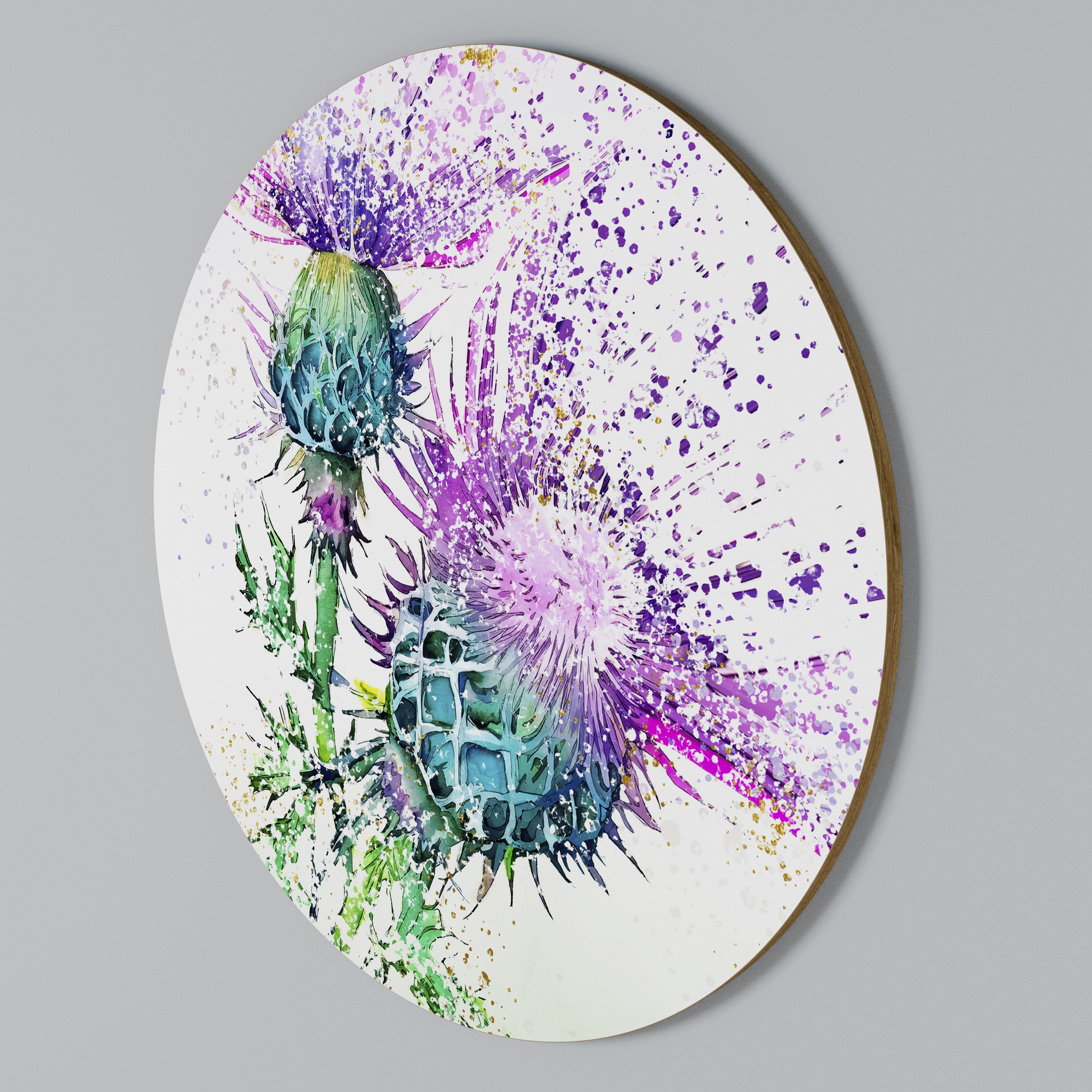 COLORFUL THISTLE DANCE Round Wall Art