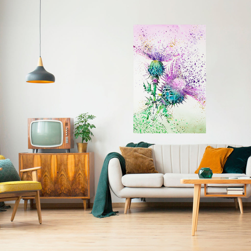 Affiche verticale autocollante « Danse du chardon coloré »