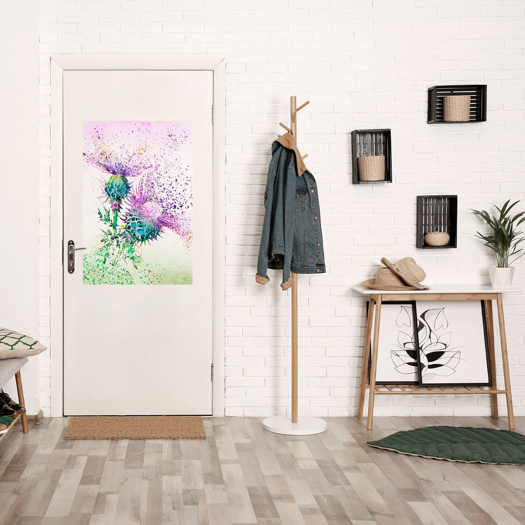 Affiche verticale autocollante « Danse du chardon coloré »