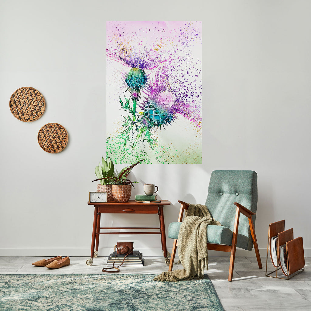 Affiche verticale autocollante « Danse du chardon coloré »