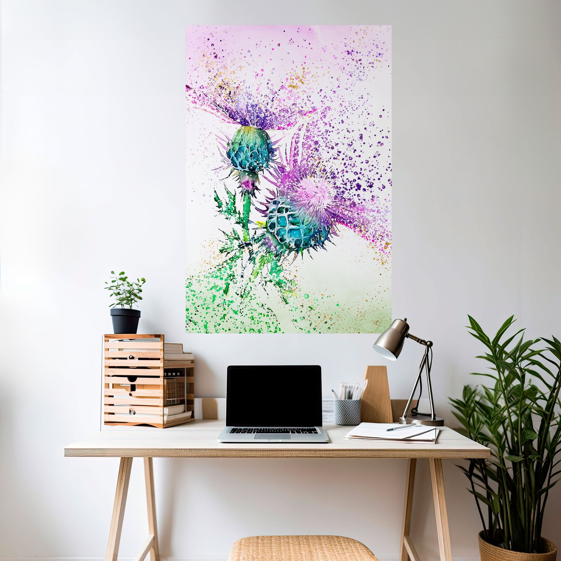 Affiche verticale autocollante « Danse du chardon coloré »