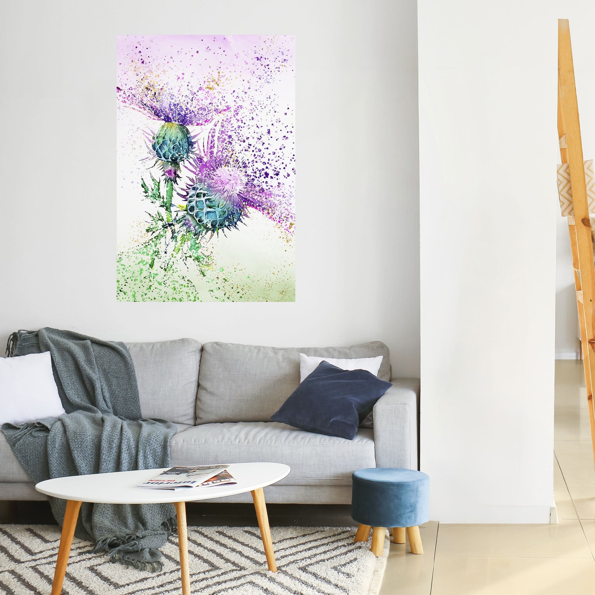 Affiche verticale autocollante « Danse du chardon coloré »