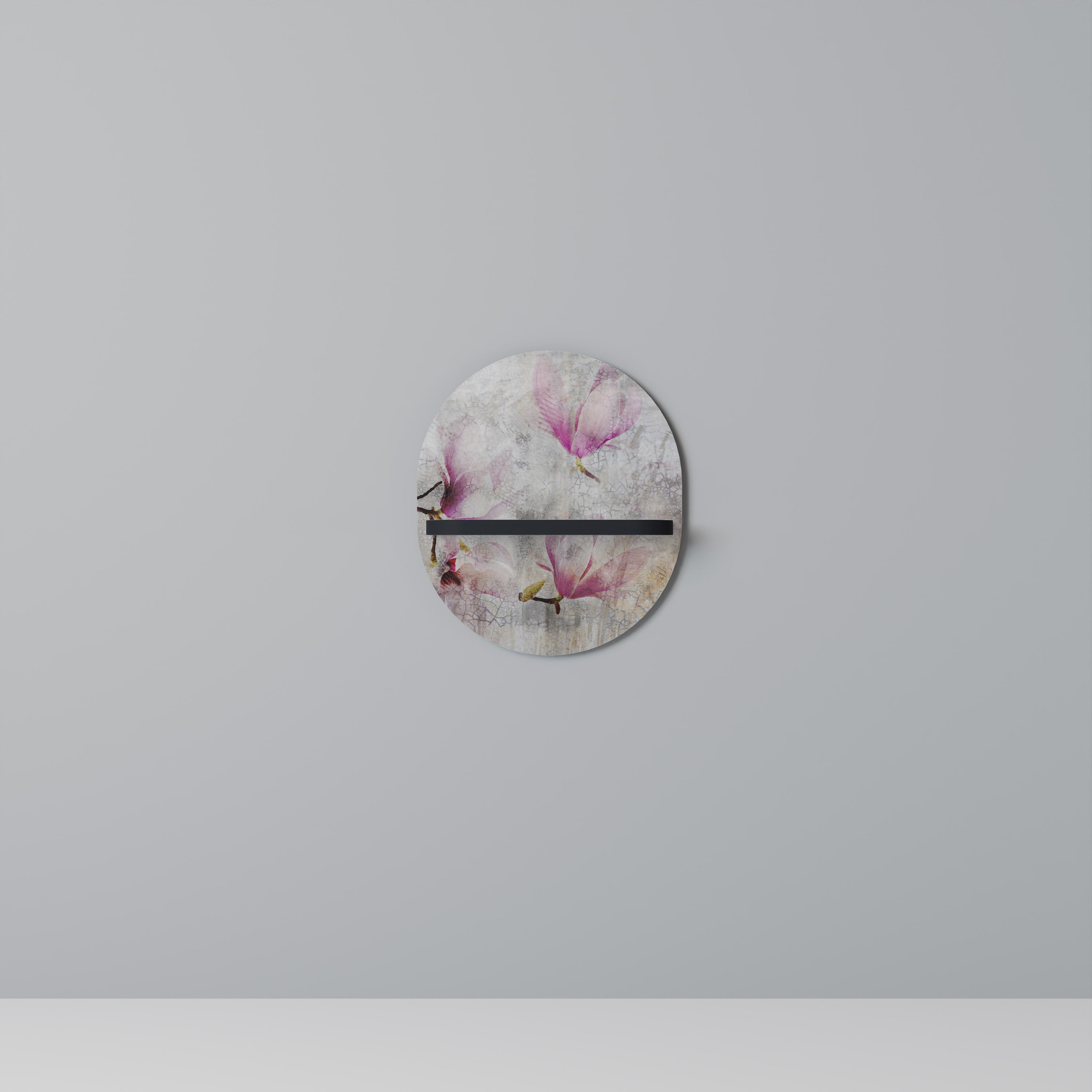 Étagère d'art ovale MAGNOLIA ÉTONNANTE en finition noire